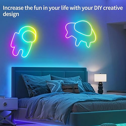 Miniatura 4 de Tira de luces LED de neón, tira de luces LED RGB de neón CC de 24 V y 16.4 pies, control remoto, flexible, impermeable, tira de luces LED de neón