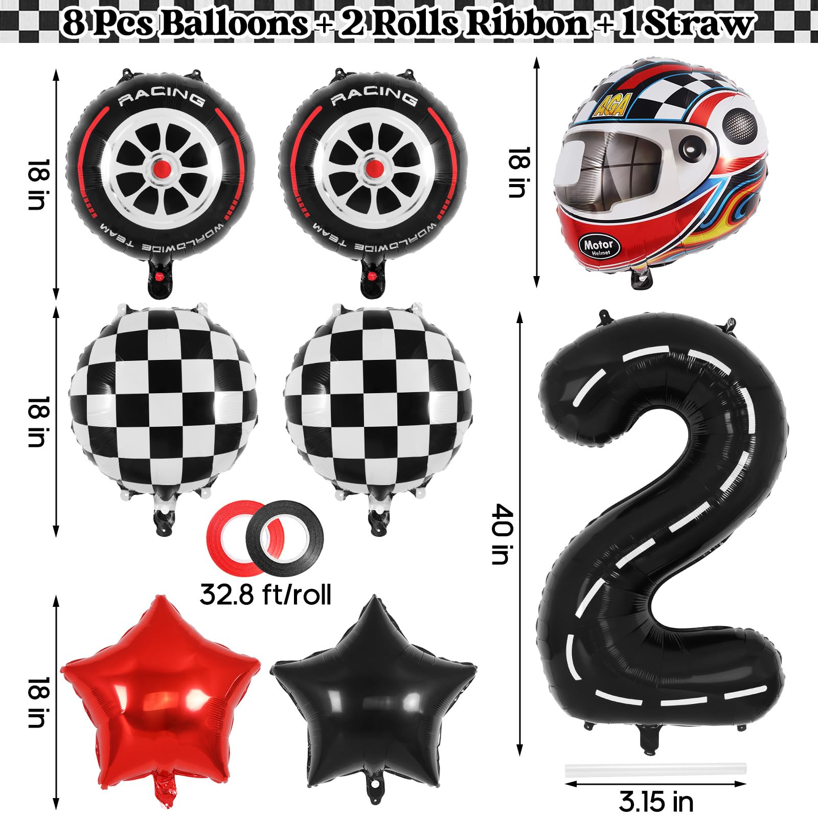 Amazon.com: Race Car 2 Balloons, 40 Inch Racetrack Number 2