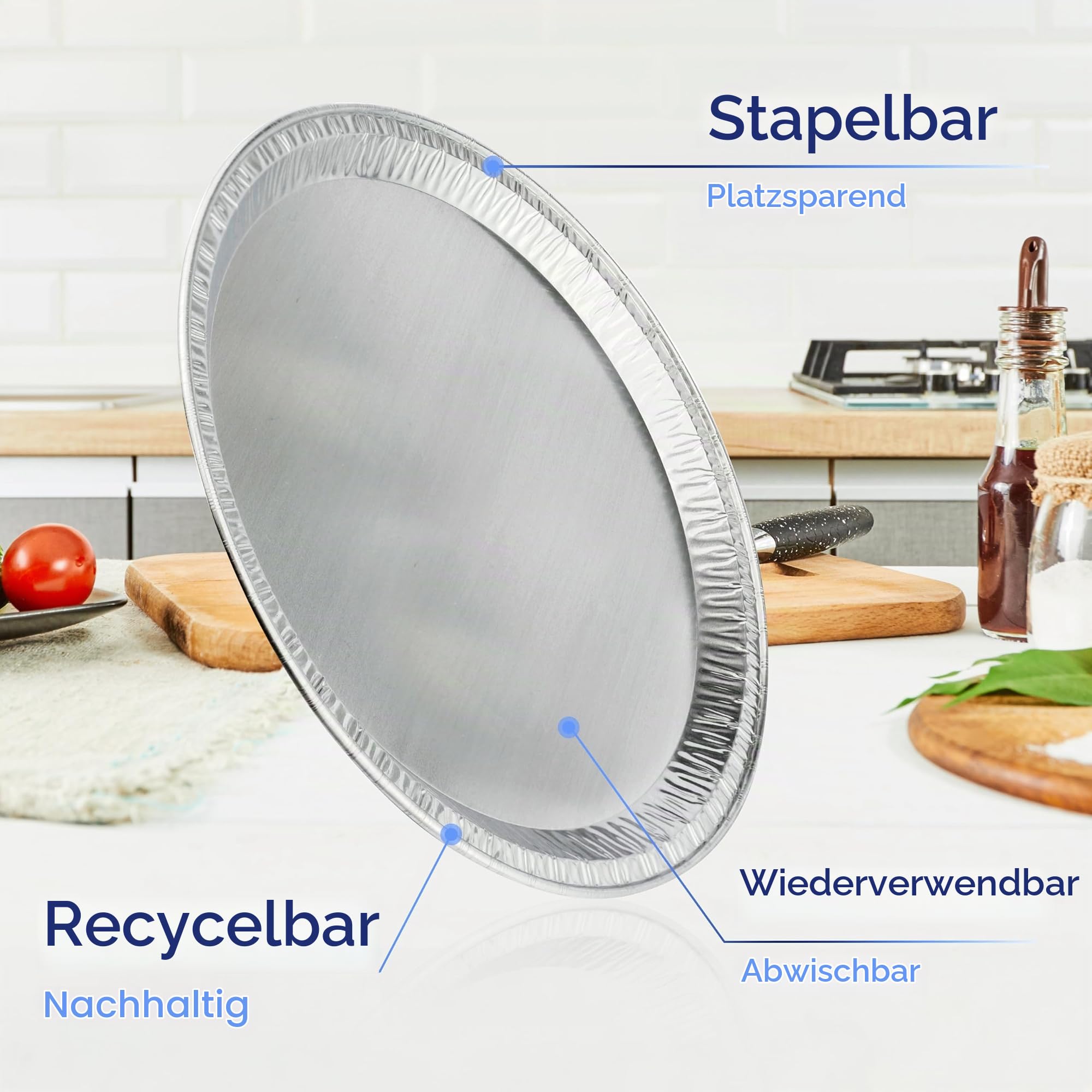 Coppice Silberne Runde Alu-Servierplatten 31 cm | 20 Stück | Lebensmittelecht & Ofenfest | Einweg Aluminium Platten für Party, Buffet & Catering