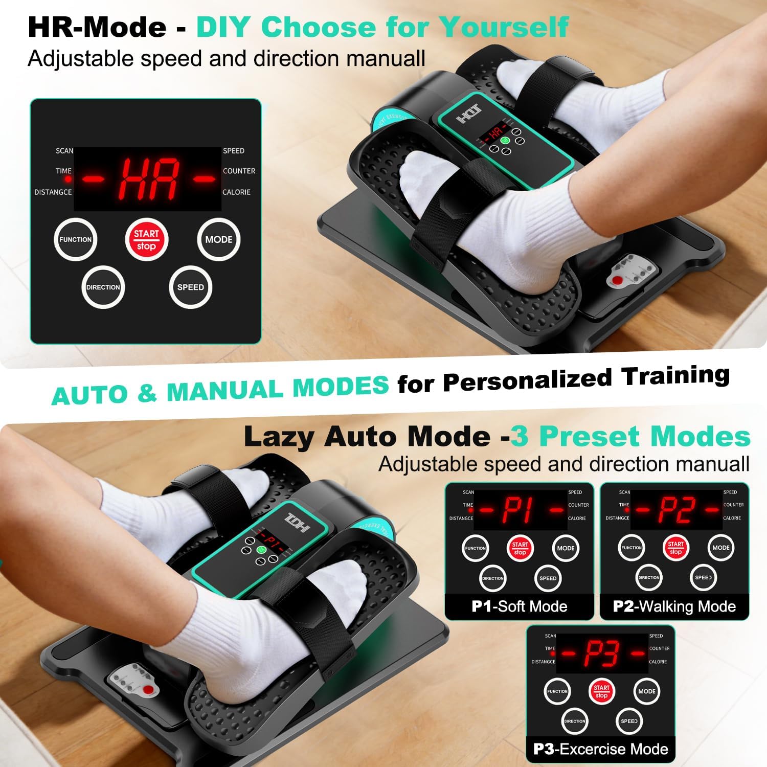 TDH Under Desk Elliptical Machine Leg Exerciser Electric