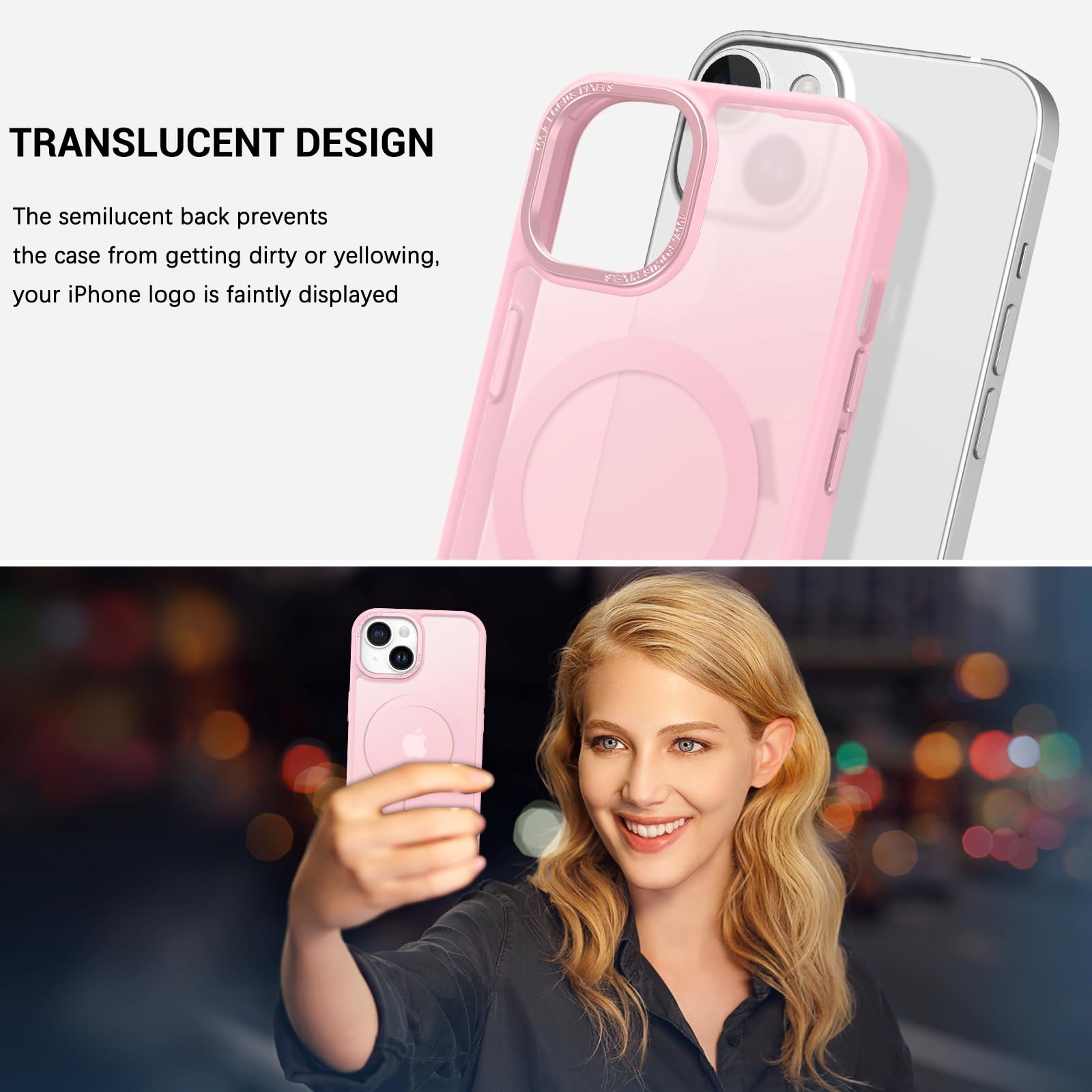 GaoBao Cover Magnetica per iPhone 15, [Compatibile con MagSafe] Custodia Traslucida Opaca Protettiva Sottile Antiurto Retro Resistente Anti-Scivolo Case per iPhone 15 6,1, Blu