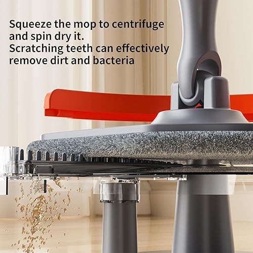 Miniatura 3 de Juego de trapeador giratorio y cubo con agua limpia y sucia separada, sistema de trapeador y cubo de autolimpieza de 360 con mango plegable