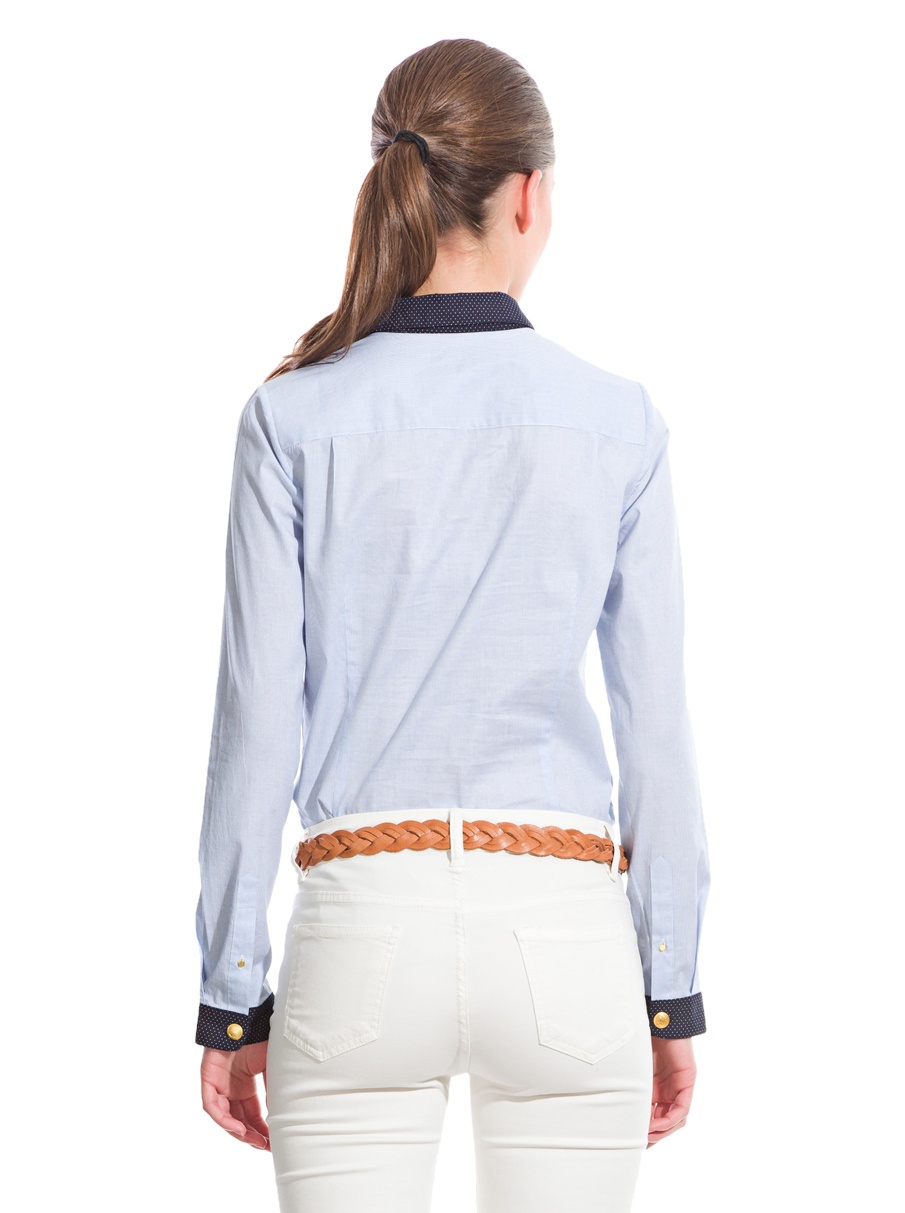 Cortefiel Chemise col bébé Tops - Bleu - 42
