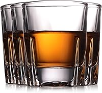 Vista 1 de Whiskey Rocks - Juego de 4 vasos transparentes de 6.5 onzas (6.3 fl oz) con base sólida pesada, buenos para Bourbon Jack Daniels Tennessee y Scotch