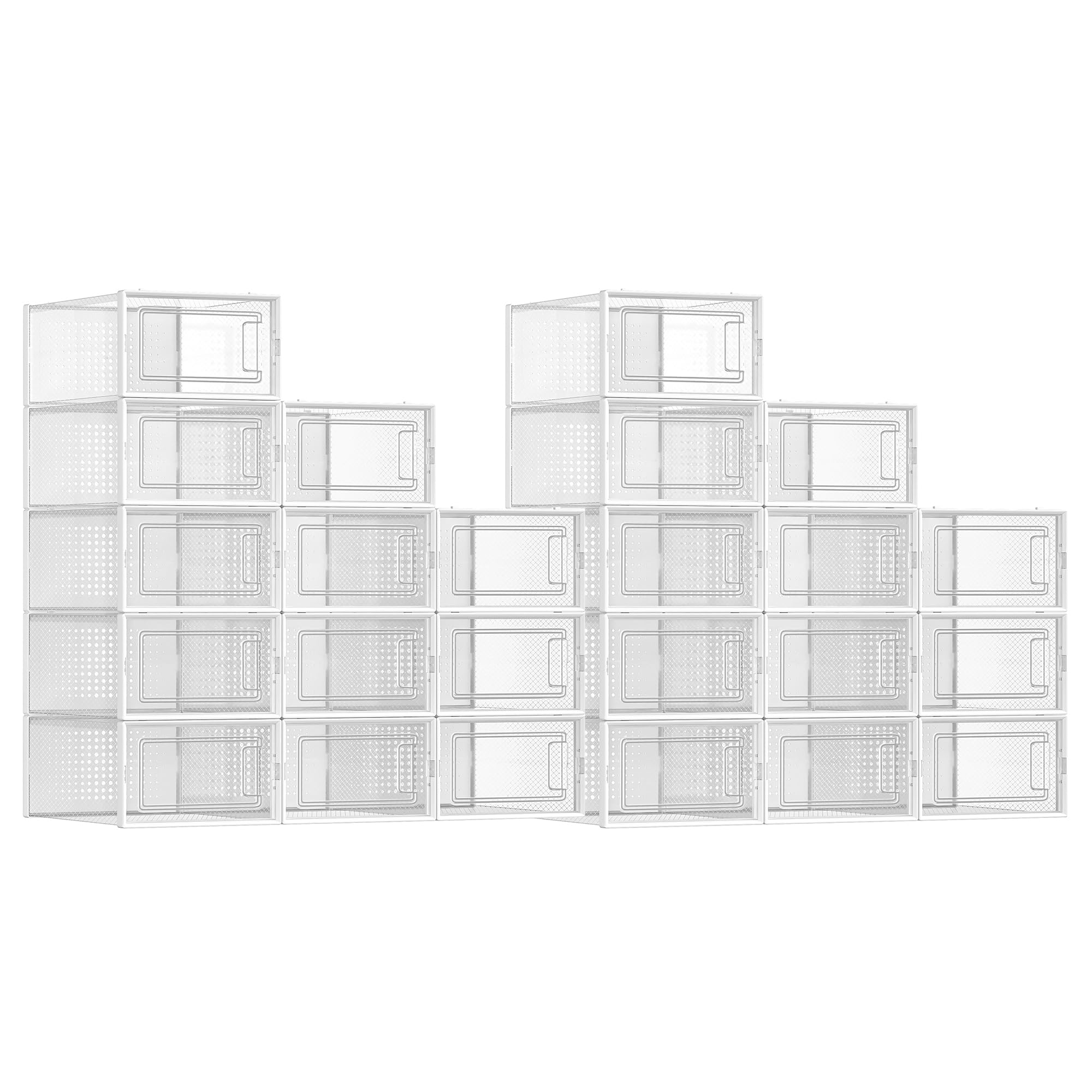 SONGMICS Shoe Boxes, Clear Plastic Sneaker Box, Pack of 24