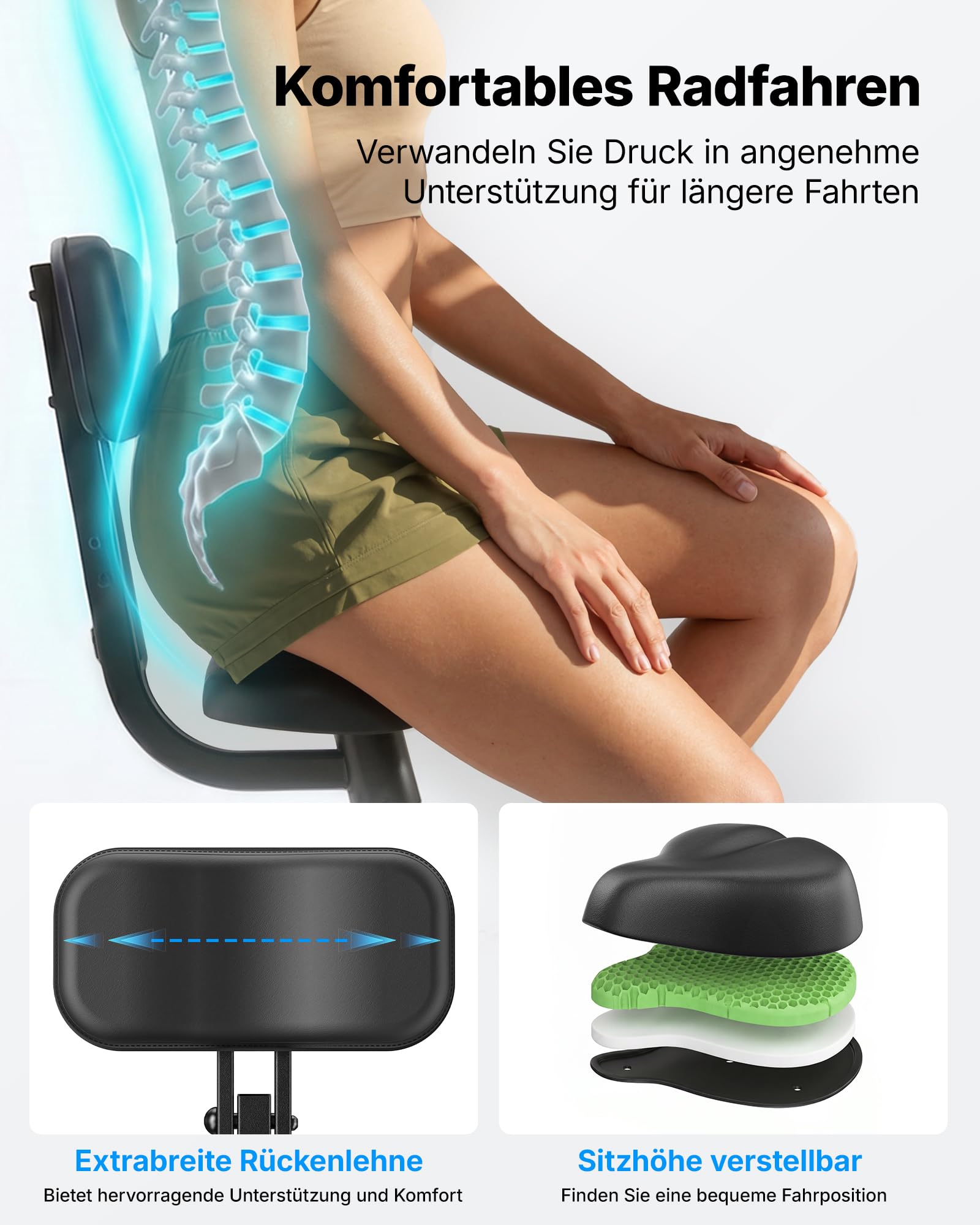 MERACH 4 in 1 Ergometer Heimtrainer Fahrrad mit Automatische Widerstandsanpassung, 16-stufigem Magnetwiderstand, Leisem Antrieb, 2 Trainingsmodi, App-Steuerung, Komfort-Rückenlehne, Widerstandsbändern