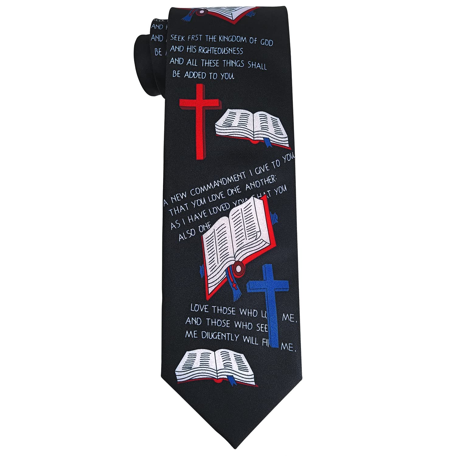 Wpamlrta Men's Christian Ties Novelty Religous Holy Bible Jesus Crosses Neckties