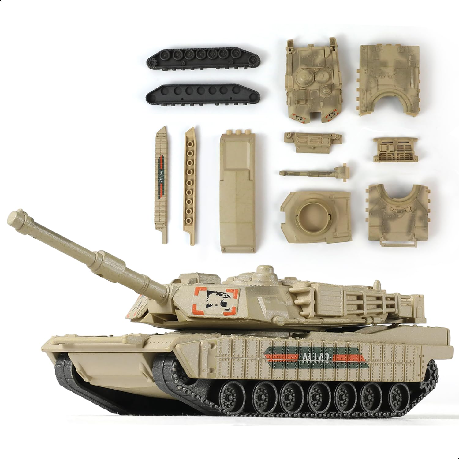 SEBUNAS 1/72 Scale M1A2 Military Tank Quick Build Model Kits United States Armored Vehicle M1A2 Main Battle Tank Building Model Gift for Kids (9PCS)