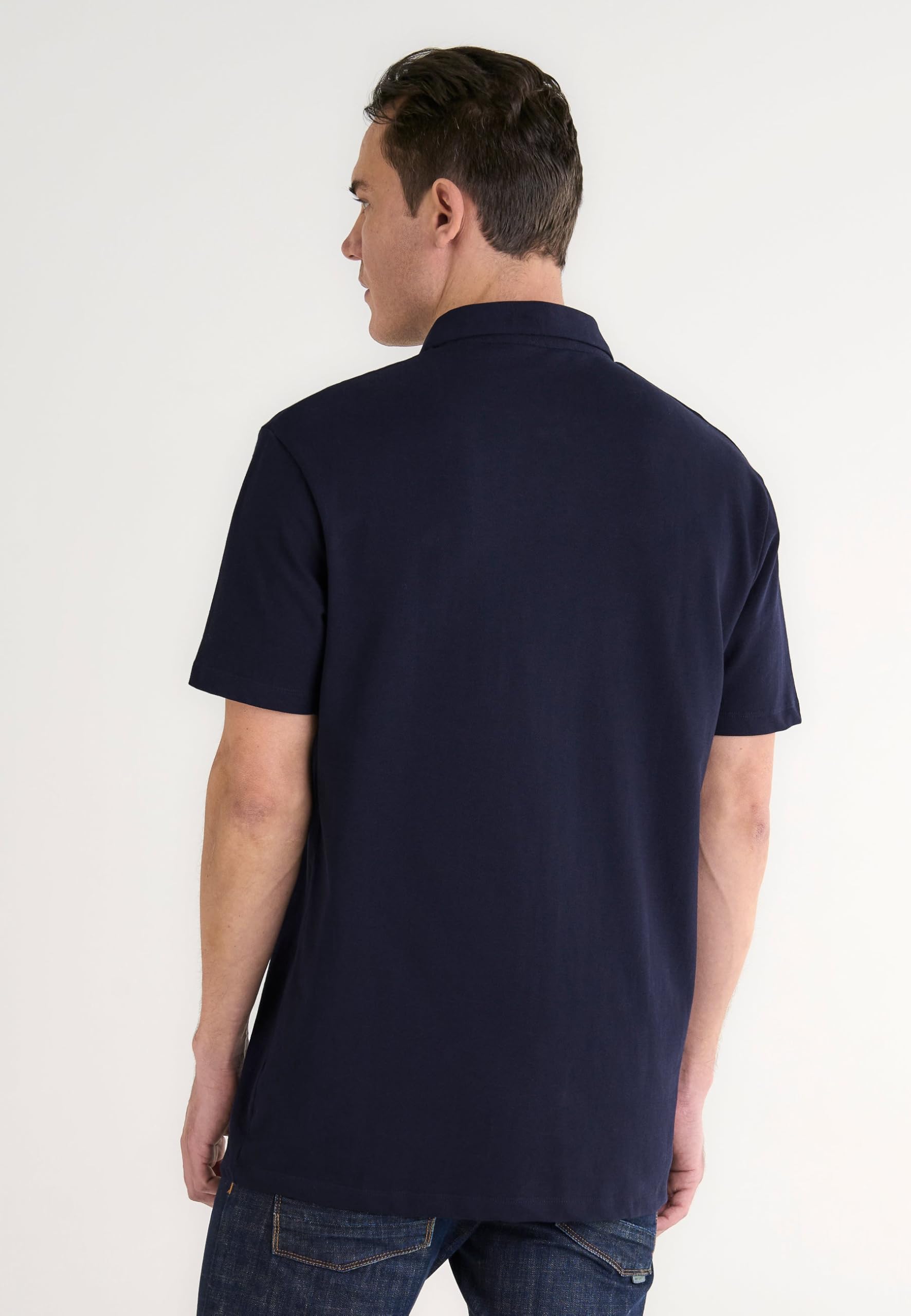 El Búho Nocturno Polo Hombre Manga Corta Algodón 100% Piqué Liso - Cuello Italiano Spread Firme Elegante - Regular Fit Holgado Largo - Deporte Casual Vestir Tallas Grandes S-5XL — view 3