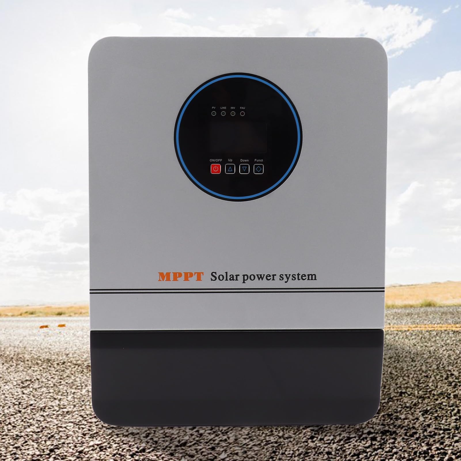 Hyuduo Inwerter z Regulatorem ładowania Słonecznego MPPT 24 V, Stop Aluminium ABS 1000 W Hybrydowy Falownik Solarny Czysta Fala Sinusoidalna 110 V 220 AC do Użytku Poza siecią W Domu, W Szkole, na