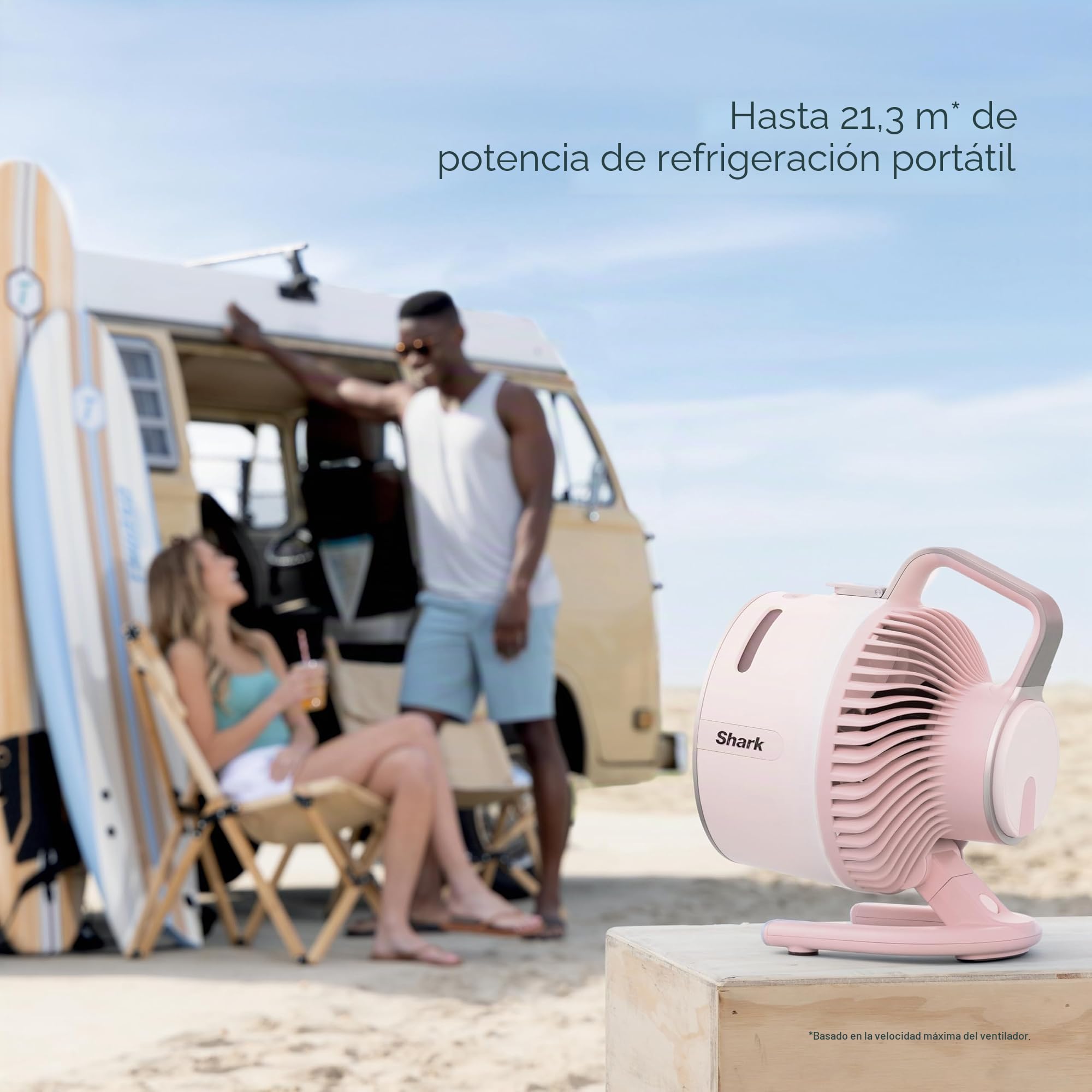 Shark FlexBreeze HydroGo, ultra potente, portátil, niebla para interiores y exteriores, rango de más de 70 pies, con cable e inalámbrico con hasta 12 horas de batería, 5 velocidades y nebulización