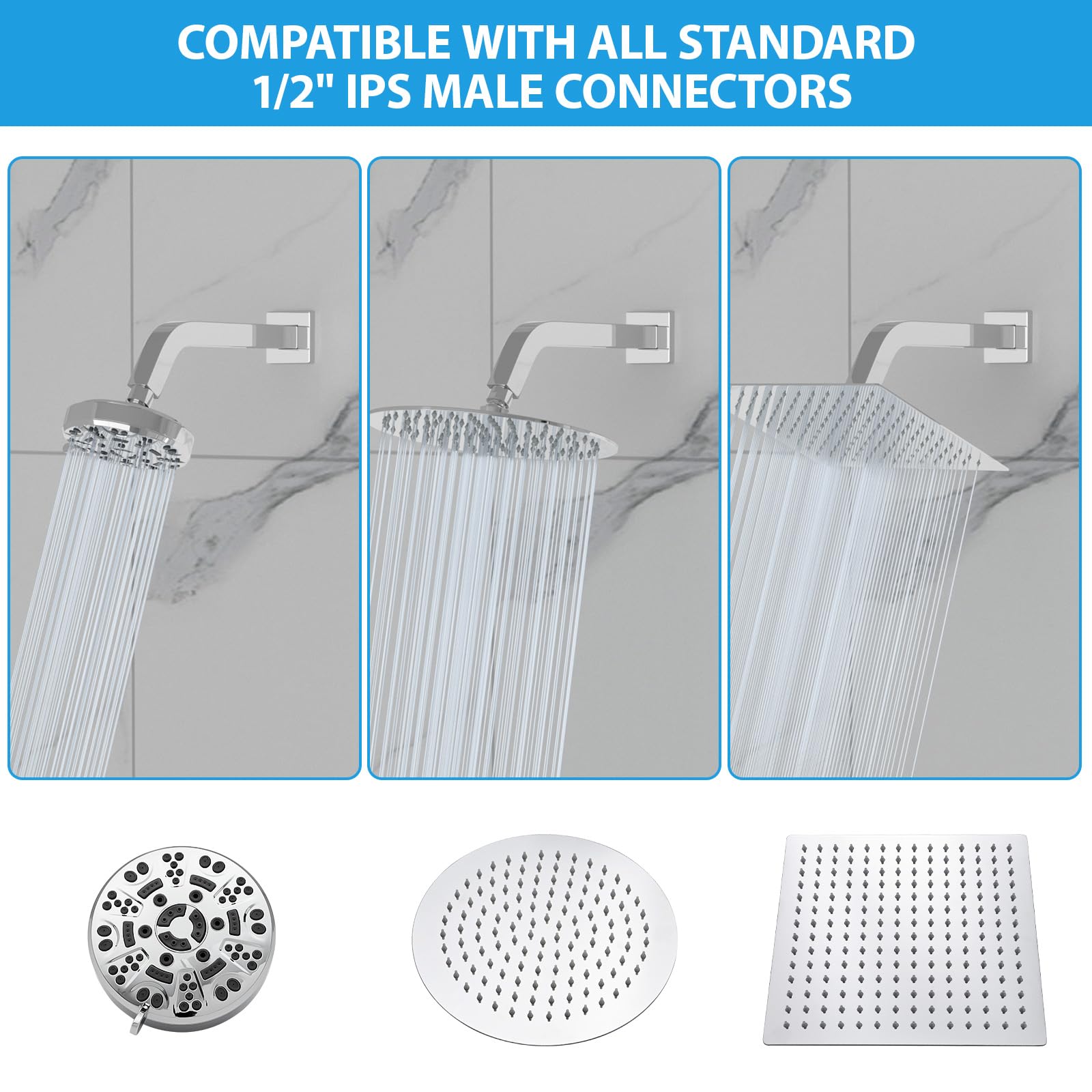 Lordear 10 Inch Shower Arm Extension - 304 Stainless Steel Rain Shower Head Arm With Flange, Chrome - View #9