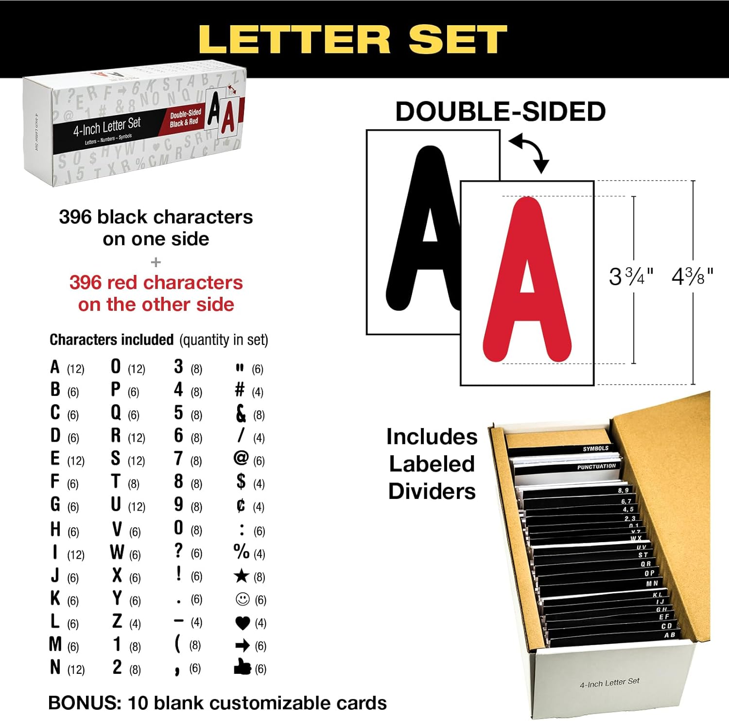 Swinging Changeable Message Sidewalk Sign 24″ x 36″ – Outdoor Advertising Sign Board with 792 Pre-Cut Double-Sided Letters & Storage Box – Heavy-Duty, Rust-Resistant Sidewalk Display for Businesses & Events (Yellow Legs) - Image 4