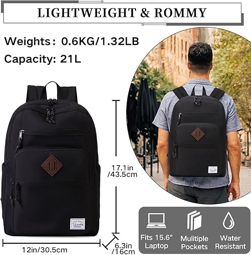 Miniatura 3 de VASCHY Mochila escolar para hombre, unisex, grande, mochila escolar informal para escuela secundaria, universidad, adolescentes, viajes, trabajo,