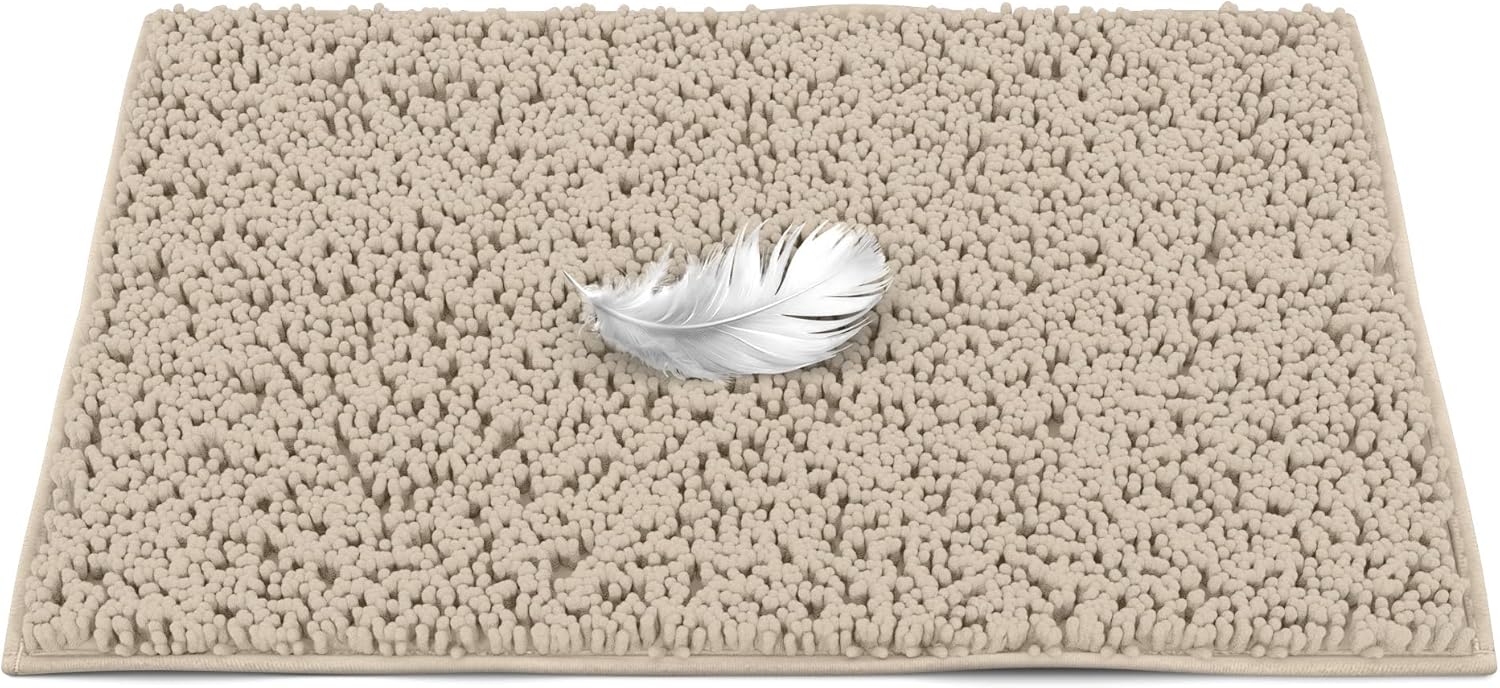 MAYSHINE Plush Shaggy Chenille Bath Mat | Extra Soft, Super Absorbent, Non-Slip Bathroom Rug | Fluffy Microfiber, Area Rug Sets for Bathroom Floor, Kitchen, Living Room | 24″x17″ | Beige MAYSHINE Plush Shaggy Chenille Bath Mat | Extra Soft, Super Absorbent, Non-Slip Bathroom Rug | Fluffy Microfiber, Area Rug Sets for Bathroom Floor, Kitchen, Living Room | 24″x17″ | Beige
