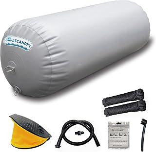 Heavy Duty Inflatable Boat Fender, Boat Bumper for Docking, Yachts, Sailing Docks, PVC Fender for Boat Comes with Double Braided Nylon Dock Line, Foot Pump
