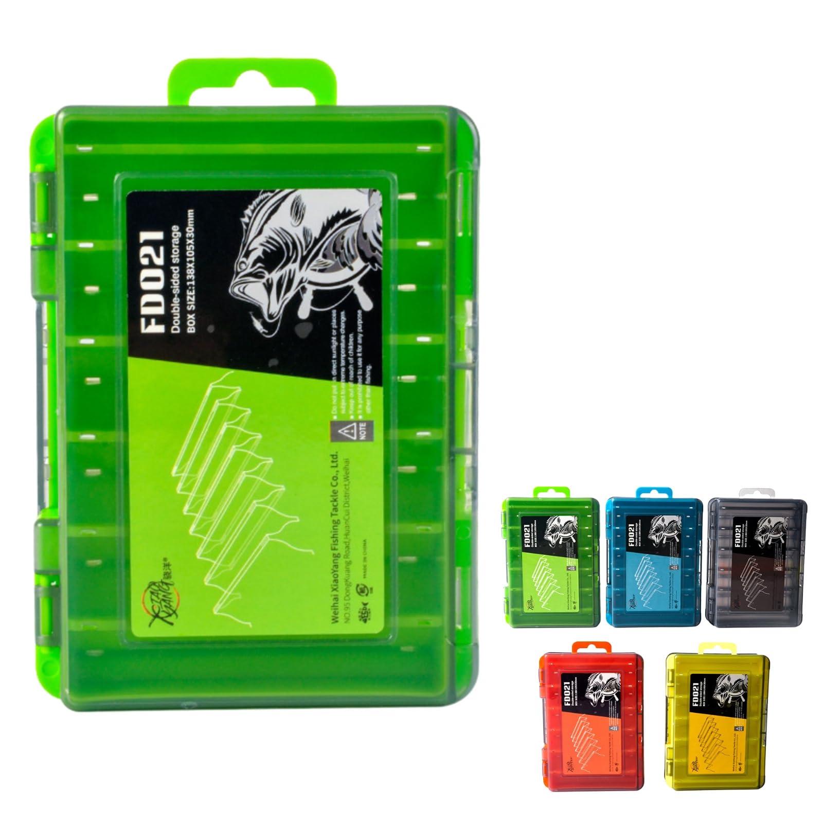 Boxonly Waterproof Double-Sided Fishing Tackle Storage Box – Small Green Lure Organizer for Hooks, Accessories & Terminal Tackle, Portable & Clear Case