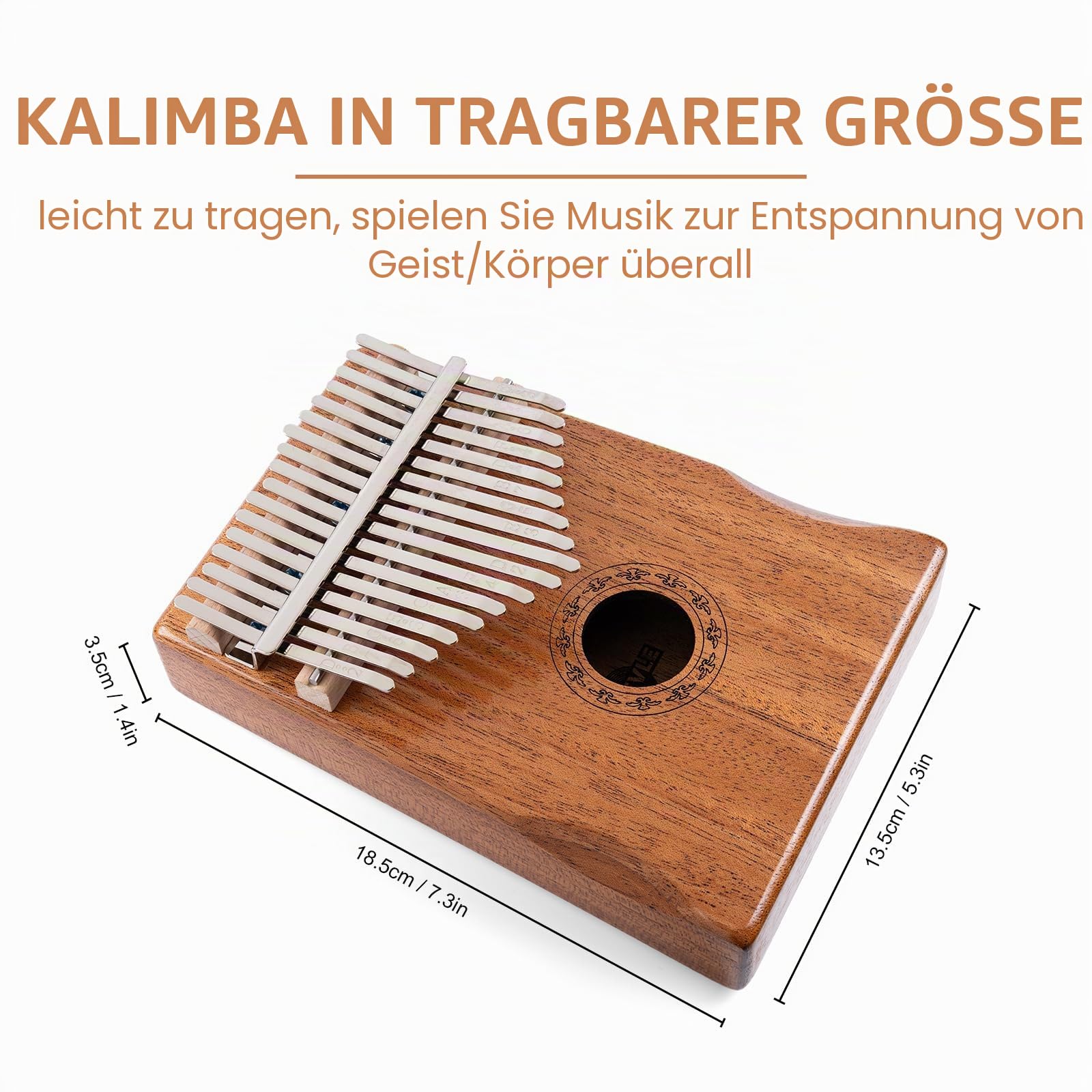 Kalimba Daumenklavier, 17 Tasten Musikinstrument Inkl. Fingerklavier Tragetasche Stimmhammer Songbook, Thumb Piano Instrument Geschenk für Kinder, Erwachsene, Anfänger