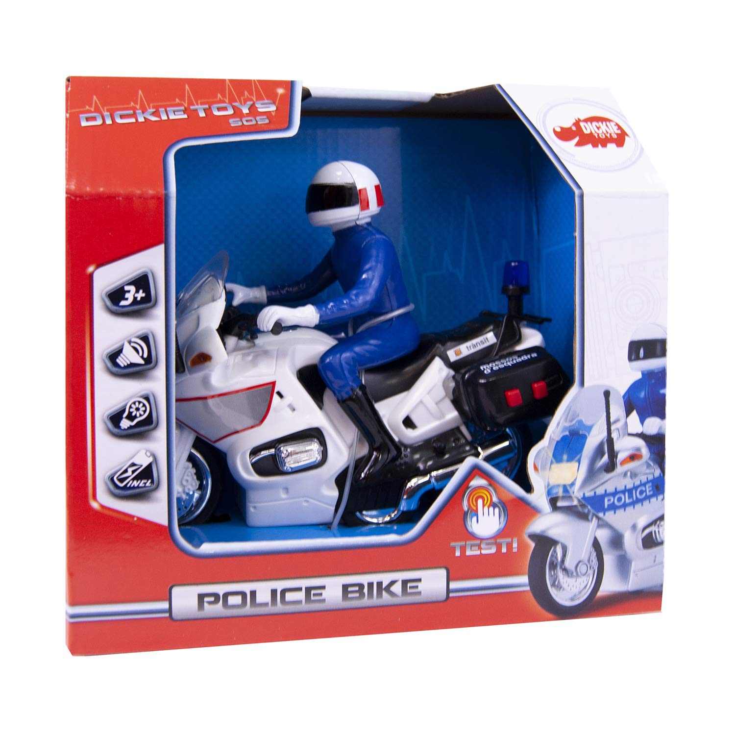 Dickie Toys – Moto De Police 15 Cm – Véhicule Miniature – Jouet Friction – Dès 3 Ans