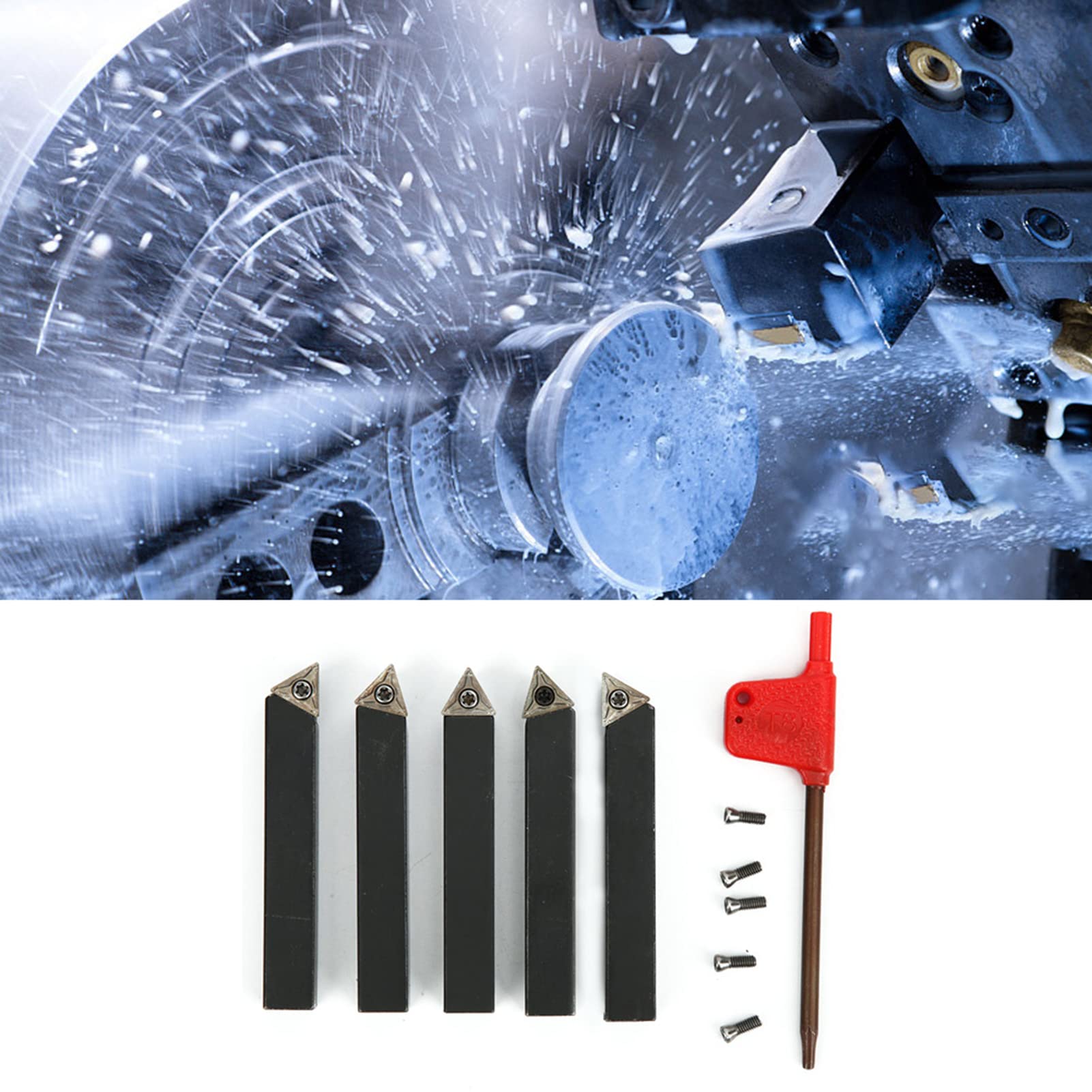 Juego de Herramientas de torneado Indexable de 5 uds., 3/8 pulgadas, tornos de mecanizado de carburo cementado, herramientas de revestimiento de corte