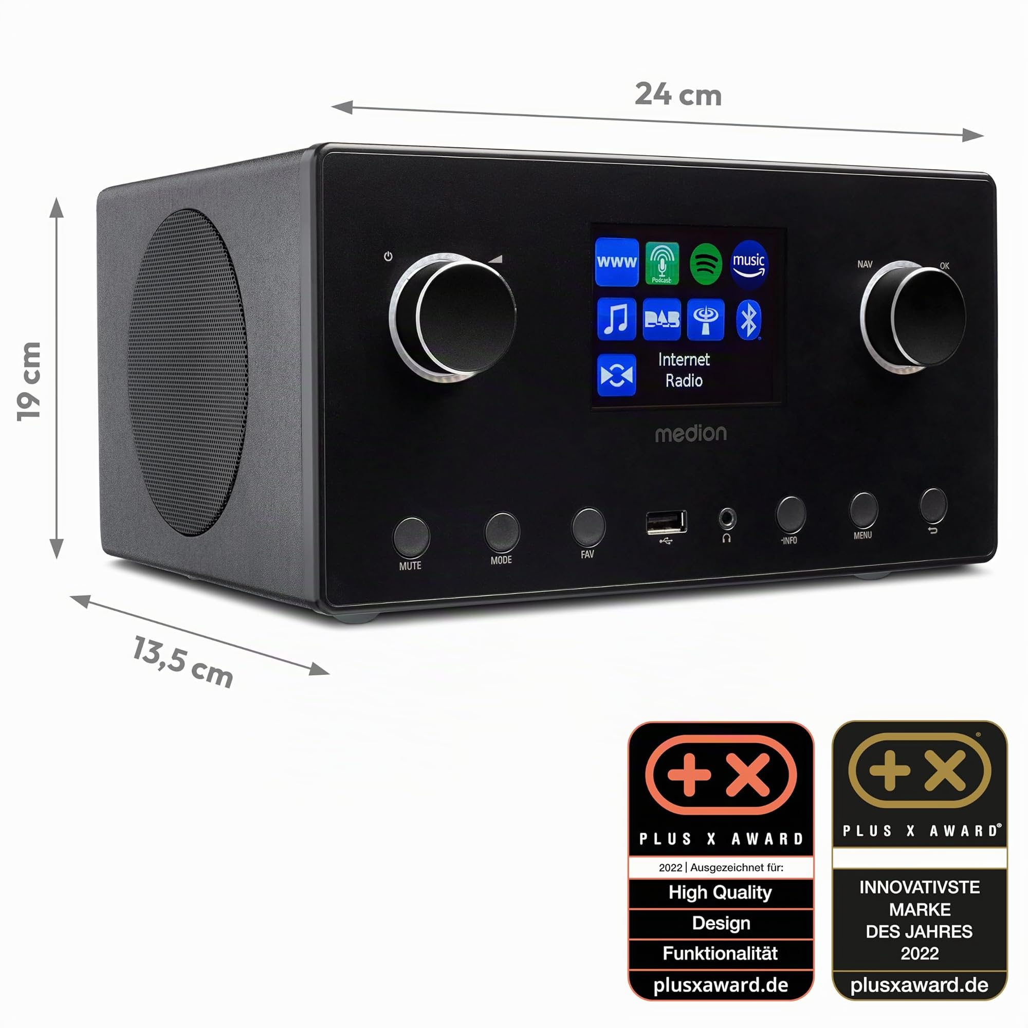 Medion P85444 2.1 Radio Internet z subwooferem DAB+ FM Spotify Connect WLAN Bluetooth