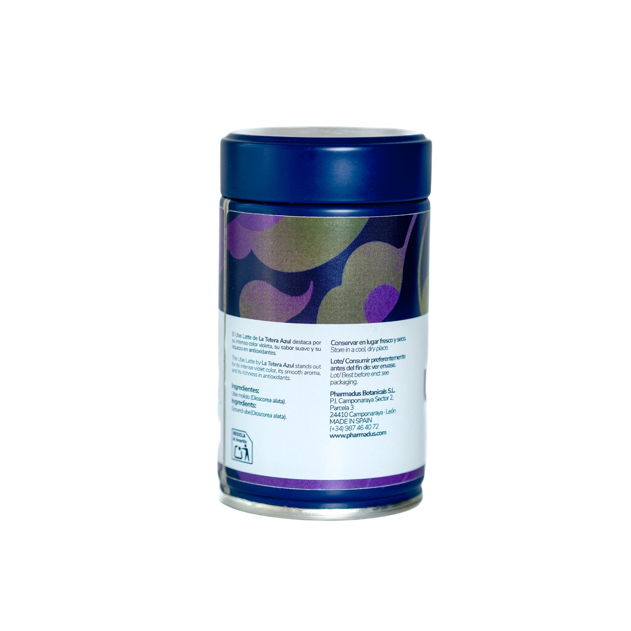 La Tetera Azul Ube Latte en Polvo 80g de Ñame Morado para Bebidas. Base para Infusión Violeta. Sin Azúcar Añadido, Vegano y Sin Gluten. Formato Bote | Base para Infusión Violeta, Sin Azúcar Añadido, Vegano, Sin Gluten, Formato Bote