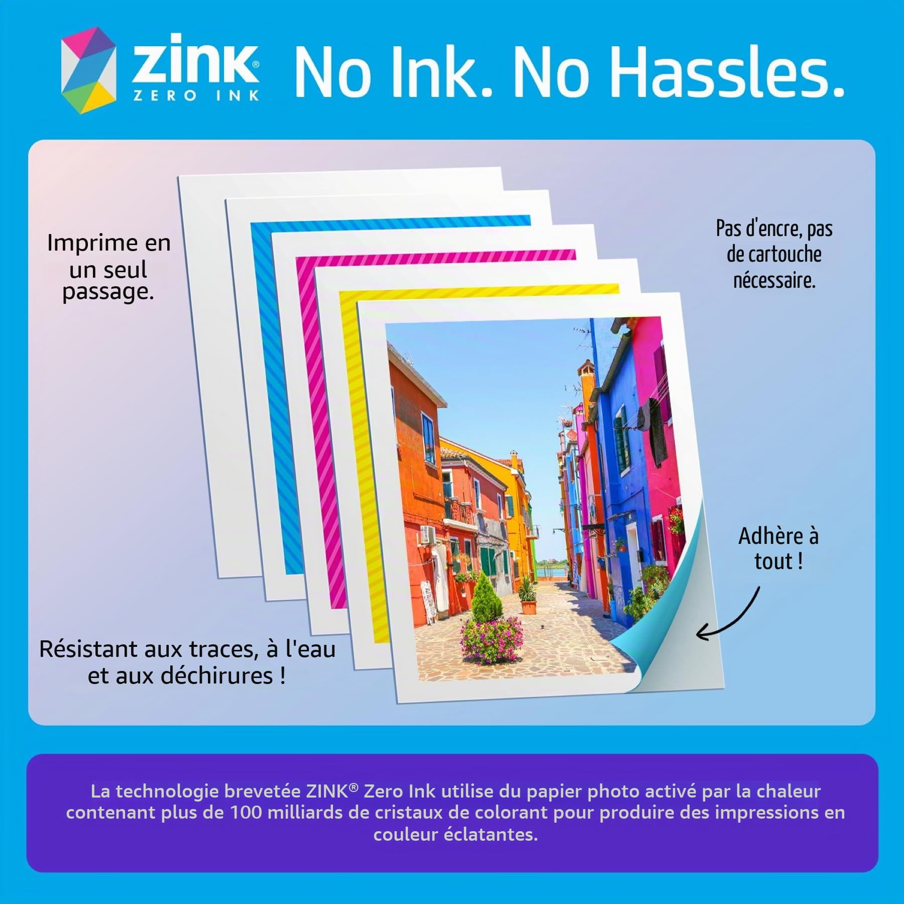 HP Sprocket Imprimante Photo Portable 3x4 (8,9 x 10,8 cm) Impression instantanée de Photos et création de scrapbooks avec Papier adhésif Zink, Blanc.