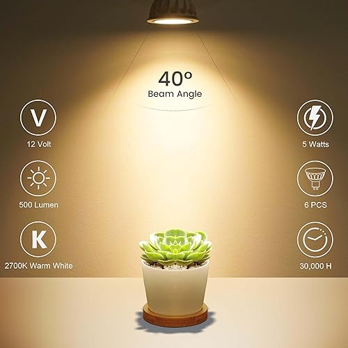 Miniatura 2 de Bombillas LED MR16, 5 W (equivalente a halógeno de 50 W), bombillas de luz de paisaje, 2700 K blanco cálido, base de dos pines GU5.3, foco LED MR16
