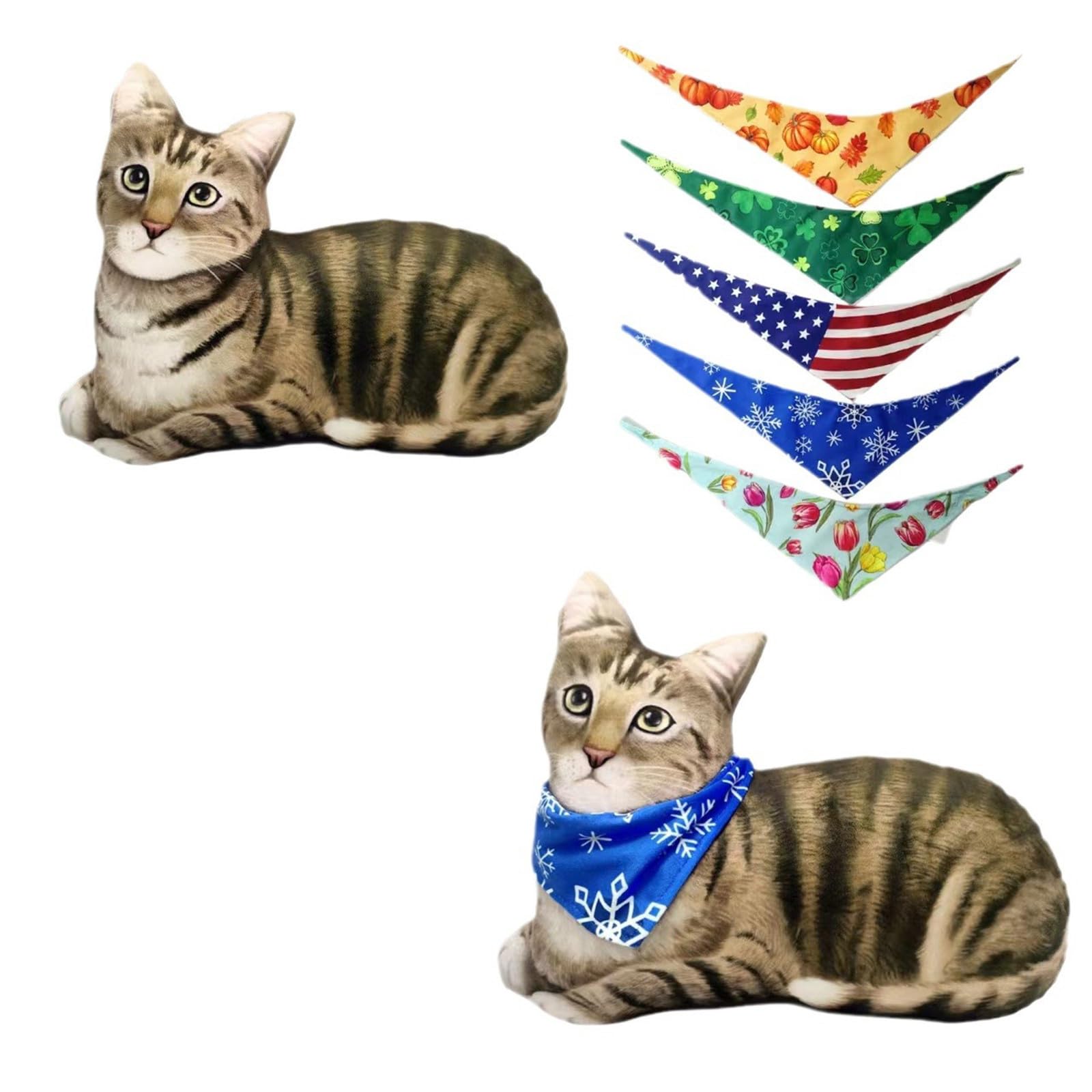 Hsioluted 3D Stuffeds Animal Throw Pillow with 5pcs Replaceable Scarf Cartoon Pillow Decorations for Bedroom Sofa Farmhouses Throw