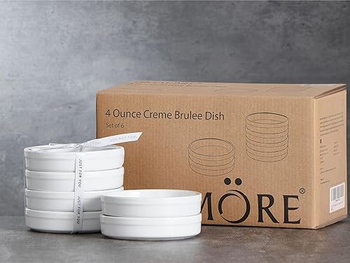 Miniatura 7 de ONEMORE Ramekins - Juego de 6 moldes redondos para quiche de 4 onzas, aptos para horno, de cerámica poco profunda, aptos para horno, tartas