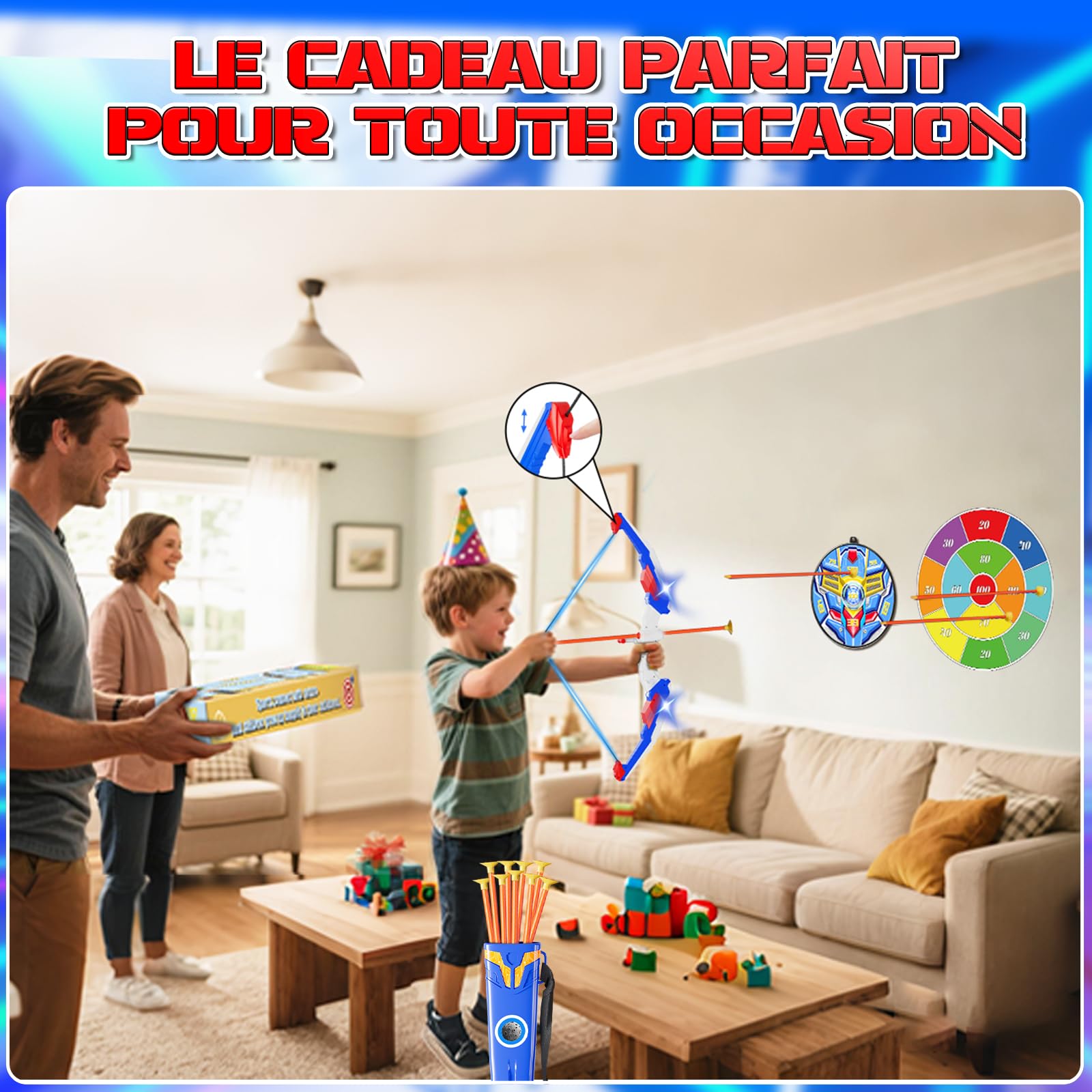 DX DA XIN Tiro con l'arco Giocattolo - Arco e Freccia Bambino con LED