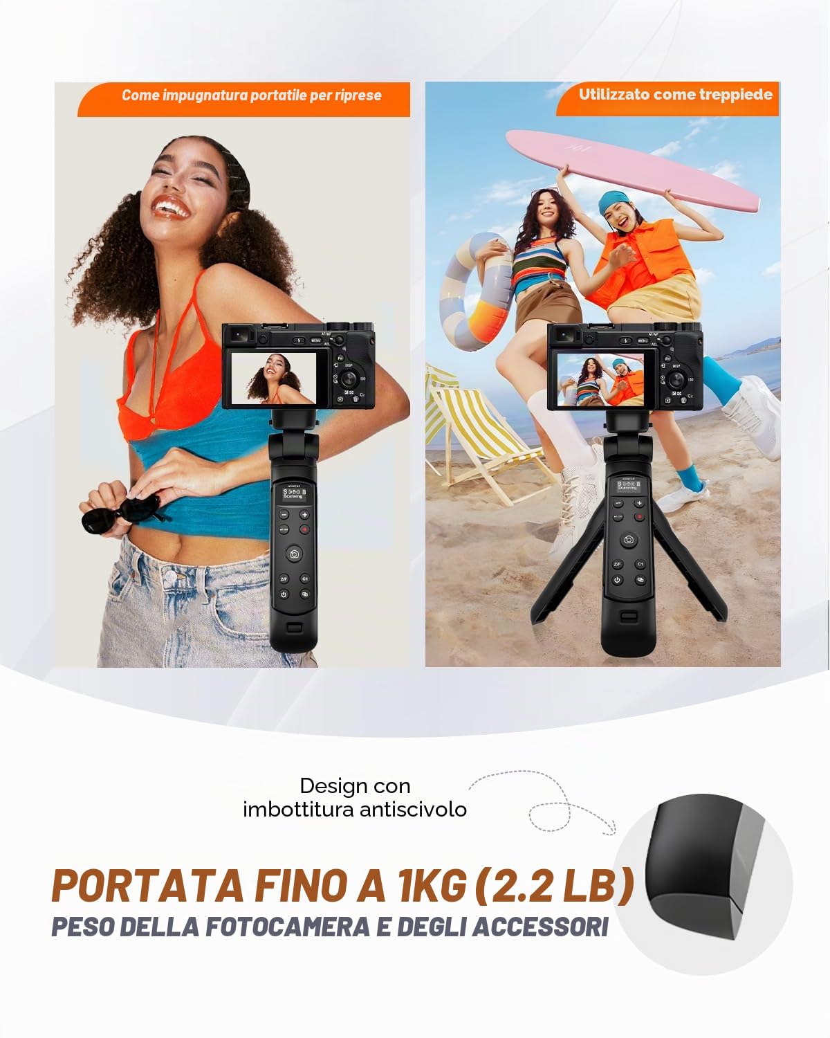 Aodelan Treppiede Sony con telecomando ricaricabile con schermo OLED | Mini treppiede senza fili per Vlogging per ZV-E10, ZV-1F, RX100 VII, a6100, a6400, a7 III, a9 II; sostituisce Sony GP-VPT2BT