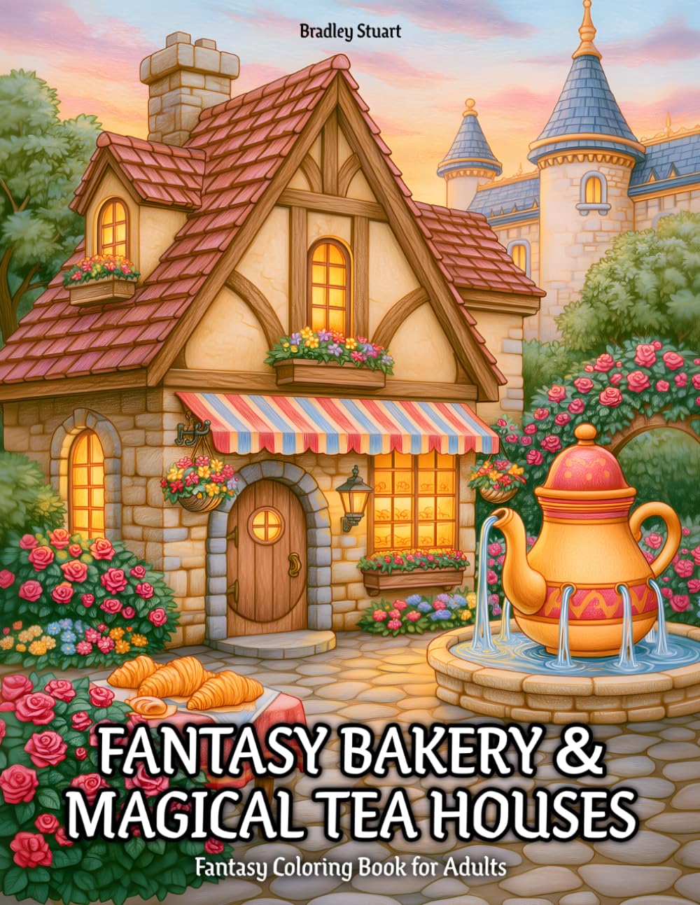 Fantasy Bakery & Magical Tea Houses: Fantasy Coloring Book for Adults with Enchanted Bakeries, Magical Tea Rooms, Whimsical Cake Shops, Cozy Pastry Kitchens, and Charming Fantasy Cafe Scenes