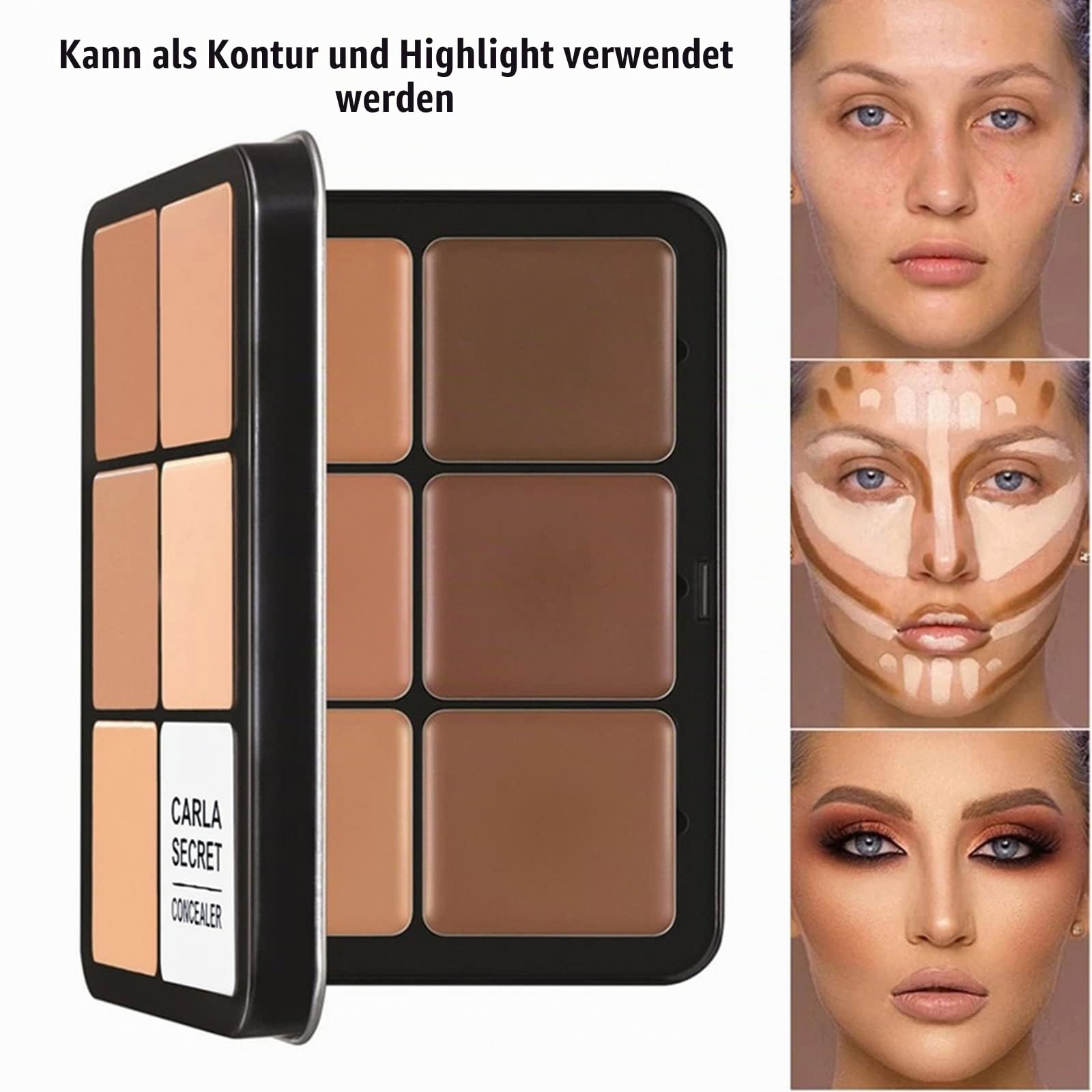 Professionelle farbkorrigierende Concealer-Creme, 12 Farben, Concealer-Foundation-Palette, langanhaltendes Make-up und Korrektor für dunkle Augenringe, Akne und Hautunreinheiten, reduziert Rötungen