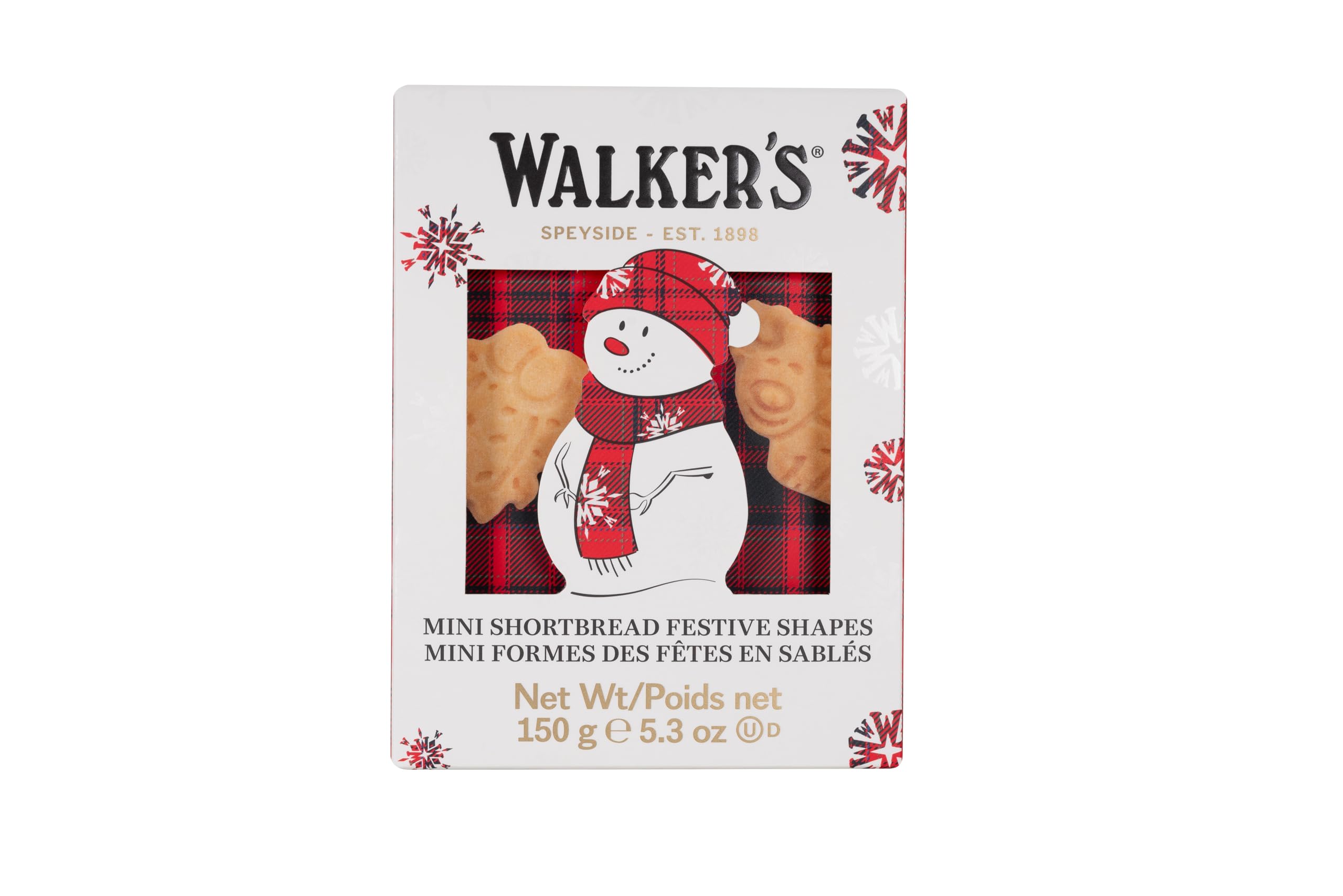Walker's Shortbread Snowman Mini Festive Shapes Holiday Box, Pure Butter Shortbread Cookies, 5.3 Oz Box