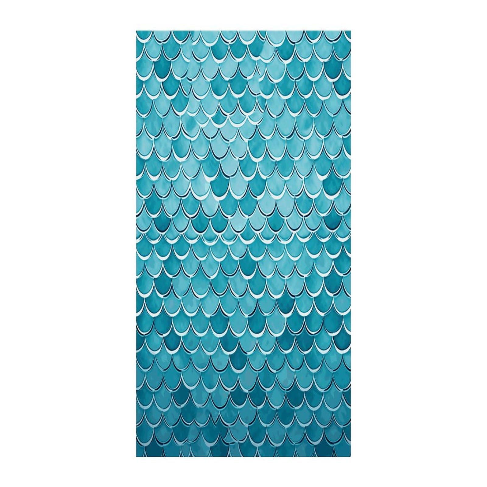 Fekiloot Style Blue Waves Squama Mermaid Scale Door Curtain Room Divider Curtains
