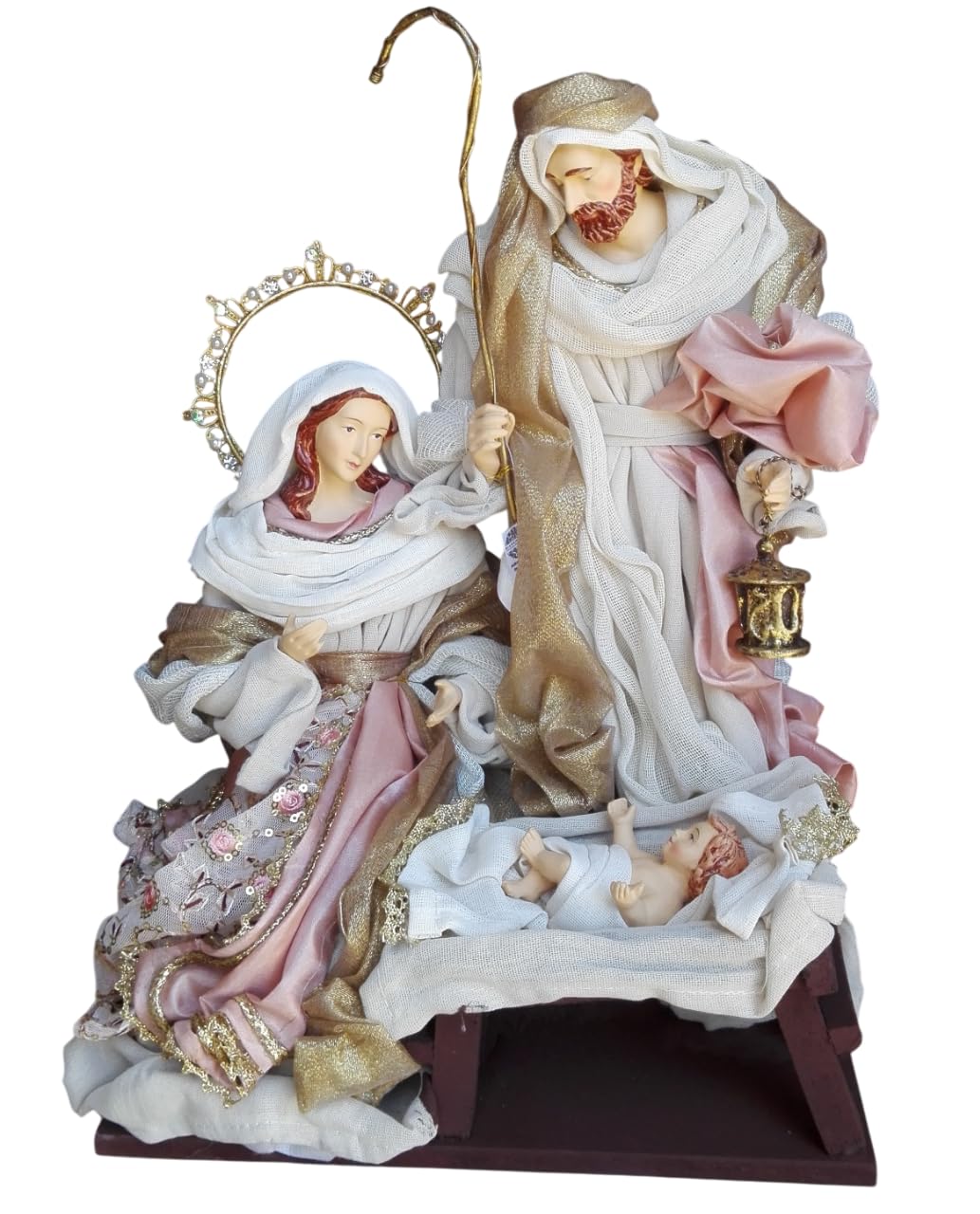 PRESTIGE & DELUXE Krippe in Kunst – Statue Krippe Heilige Familie 3 Figuren – Höhe: 40 cm aus Stoff und handgefertigte Dekorationen – Weihnachtsdekoration für Zuhause Räume Geschenkidee