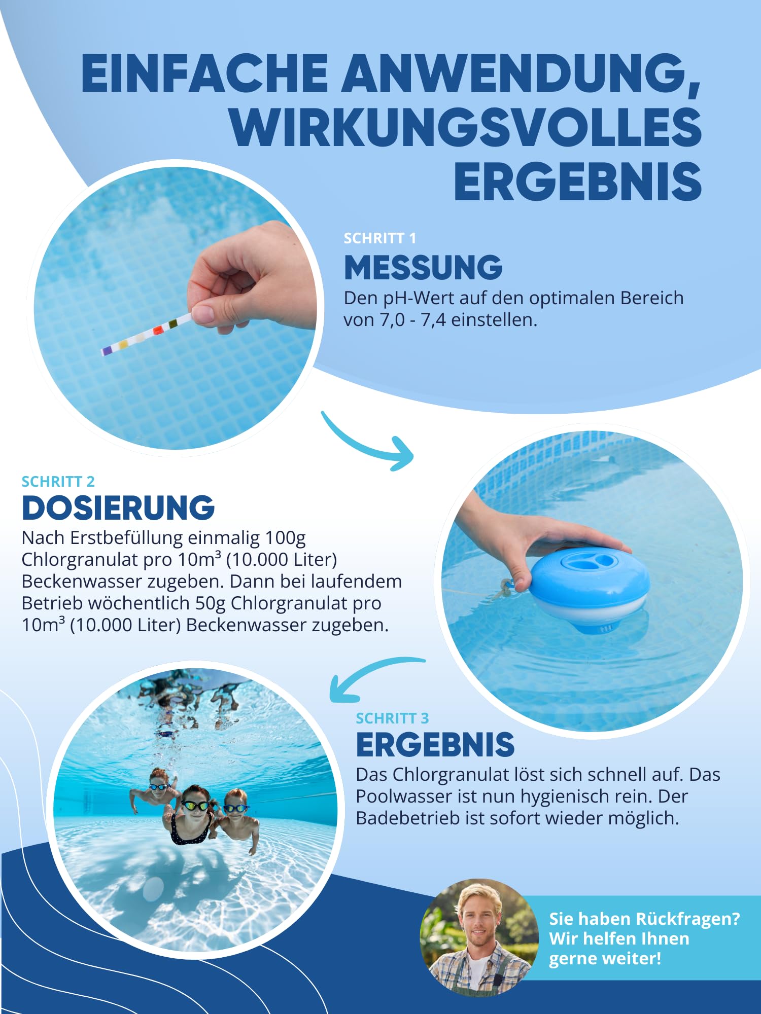 AGUALEVE® Chlorgranulat schnelllöslich 5kg *NEU* | Sichere und schnelle Desinfektion | Für Pools, Aufstellpools, Whirlpools, Planschbecken | Deutsche Markenqualität | mit Note 1,1 getestet