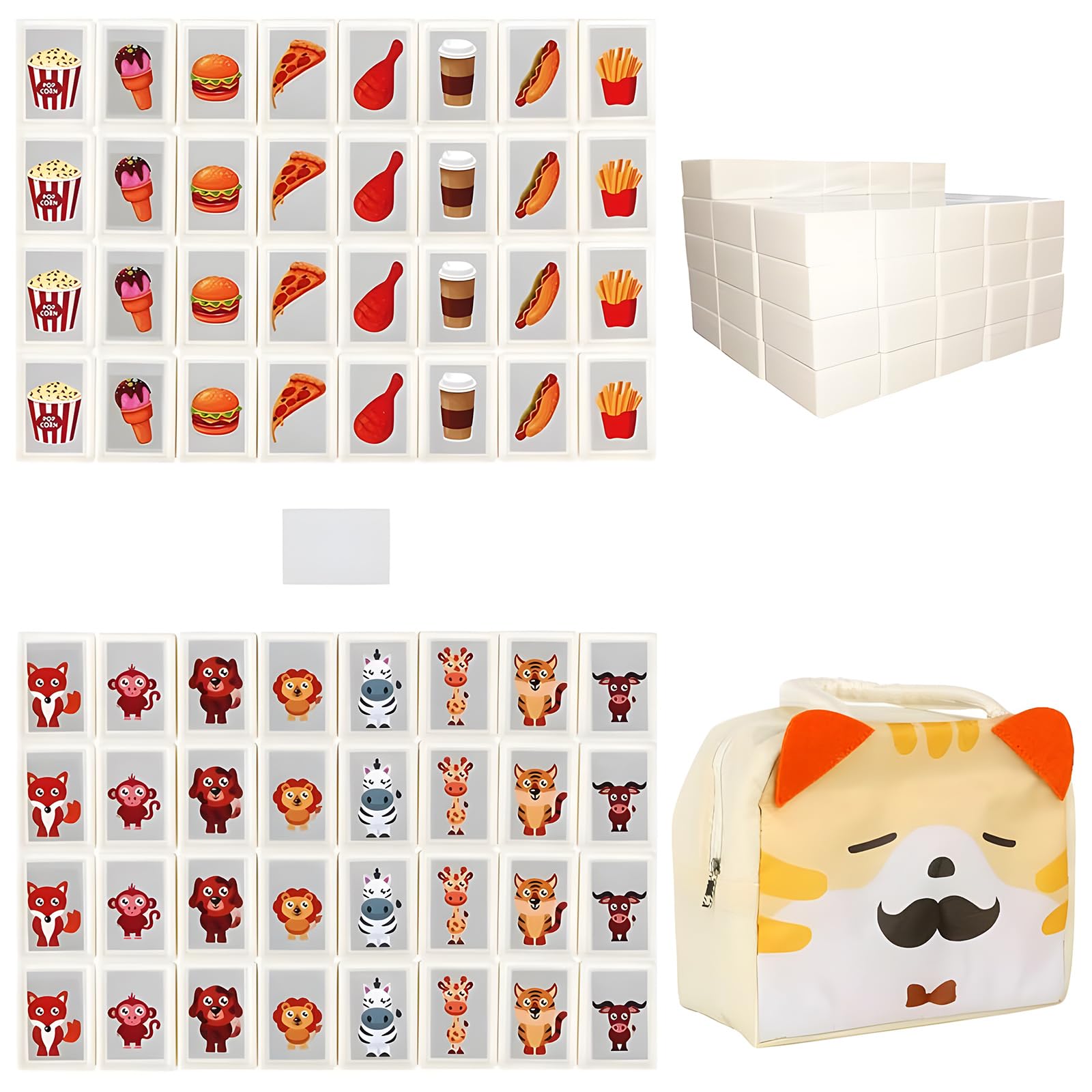 ELLECILA 65 Tiles 30mm Blocks Mahjong Tile Game, Seaside Escape Game Blocks, Funny Mahjong Sets, Mini Mahjong Set, Suitable for Family Celebrations Party Gift