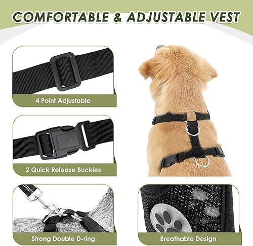 Miniatura 4 de SlowTon Juego de arnés de cinturón de seguridad para perro, cinturón de seguridad ajustable con mosquetón para la mayoría de los automóviles, arnés