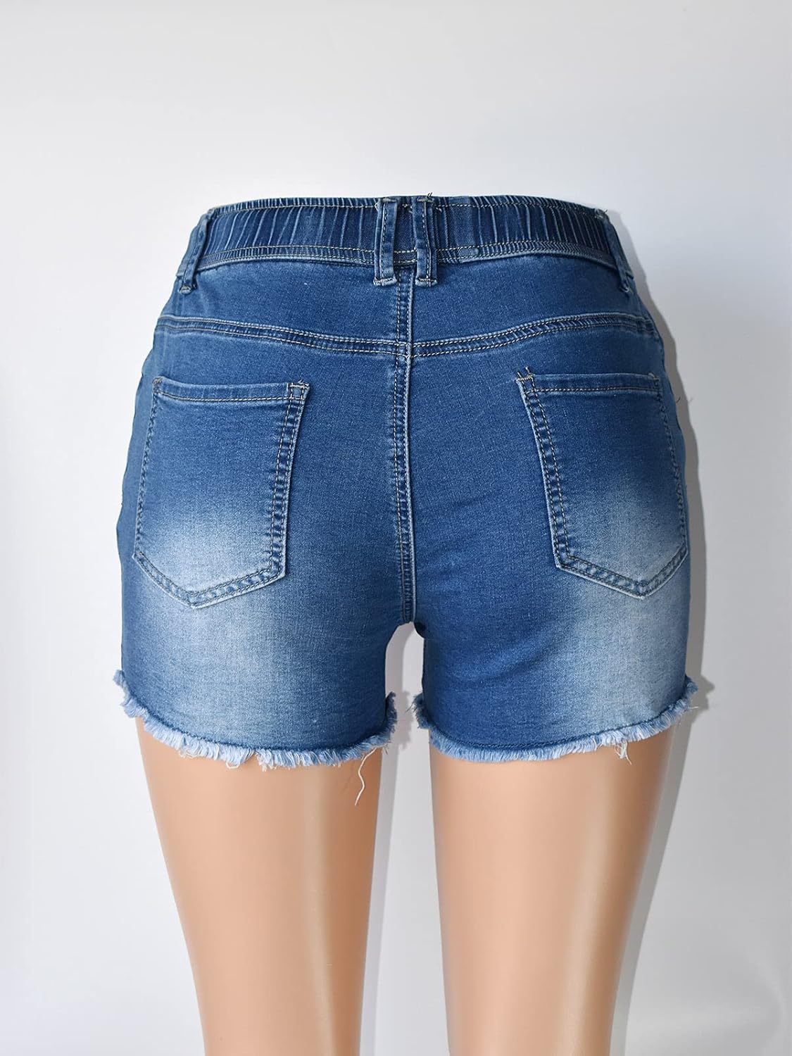 Aodrusa Womens Ripped Denim Shorts Mid Rise Body Enhancing Curvy Cutoff Distressed Jeans - Image 3