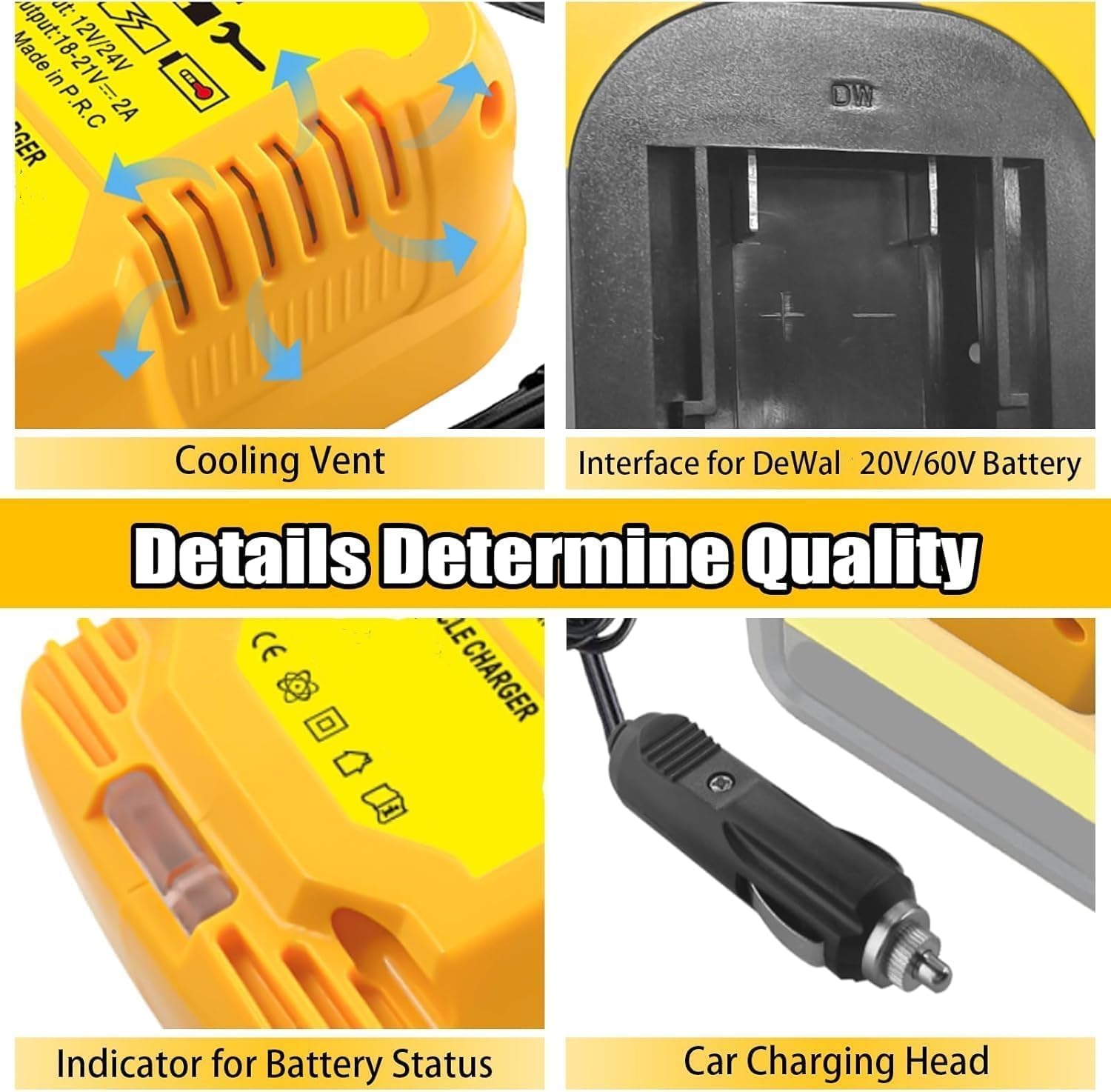 Mini Size Power Tools Battery Charger (12V Car Input for DeWalt 20V Charger)