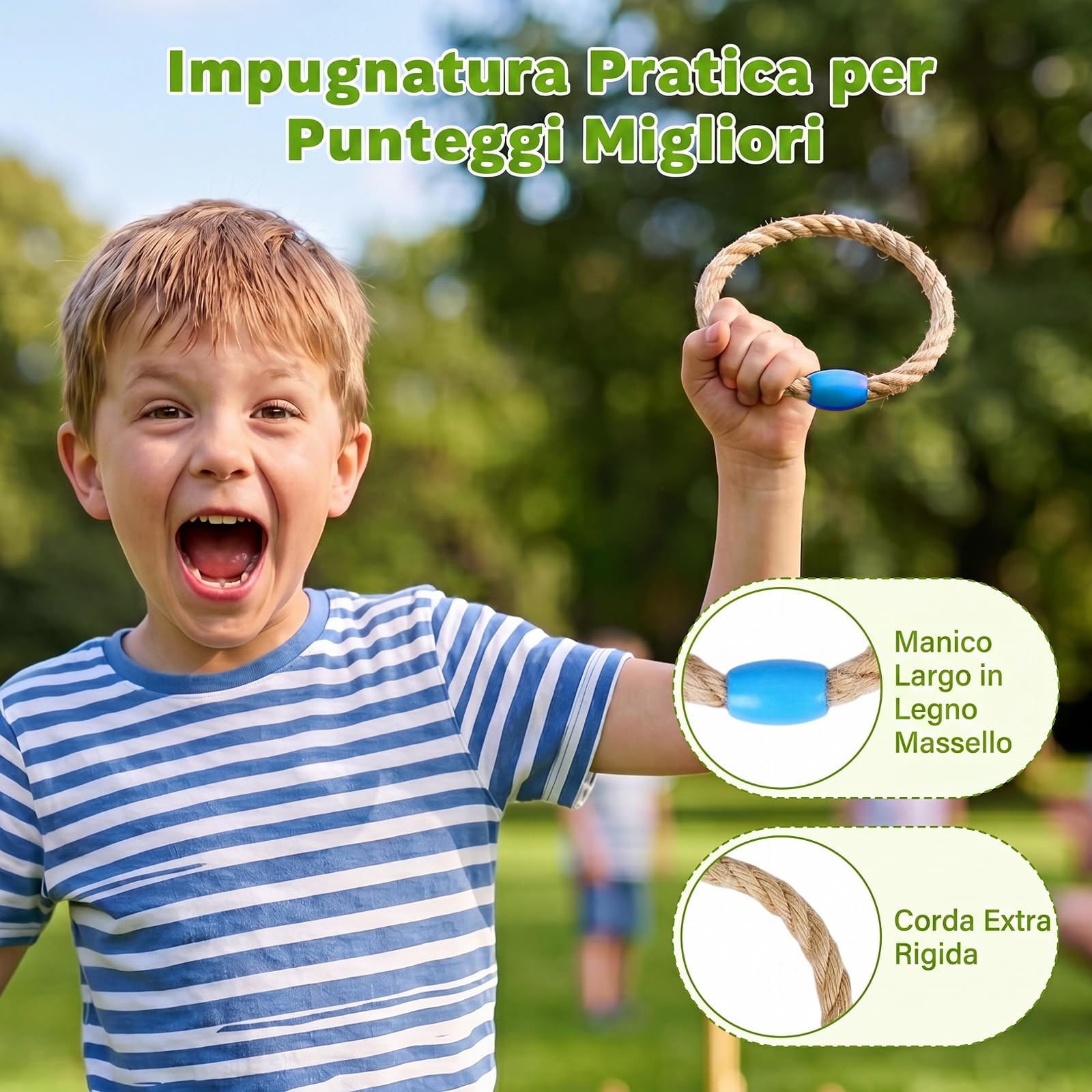 COSTWAY Gioco da Lancio degli Anelli per Bambini e Adulti, Legno Massello