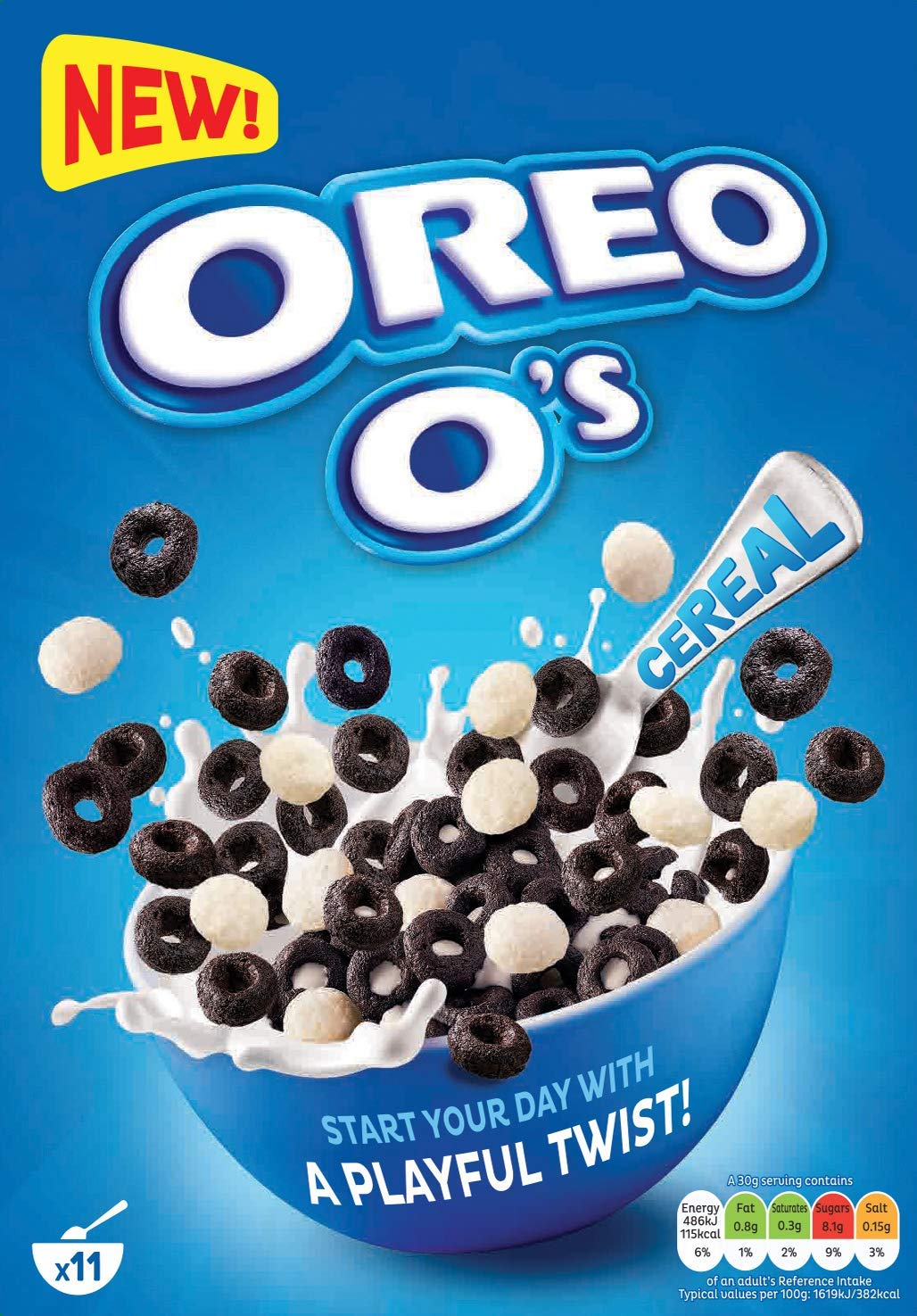 Oreo O's Chocolate Hoop and Vanilla Flavour Breakfast Cereal 350g (Pack