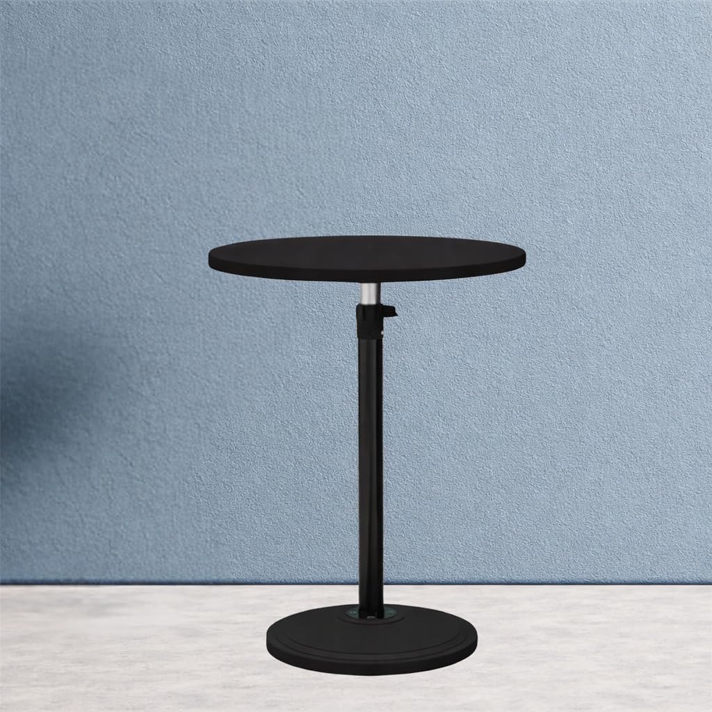 Height Adjustable Modern Bedside Table for Bedroom | Round Nightstand with Metal Base | Compact Black Side Table-image-23