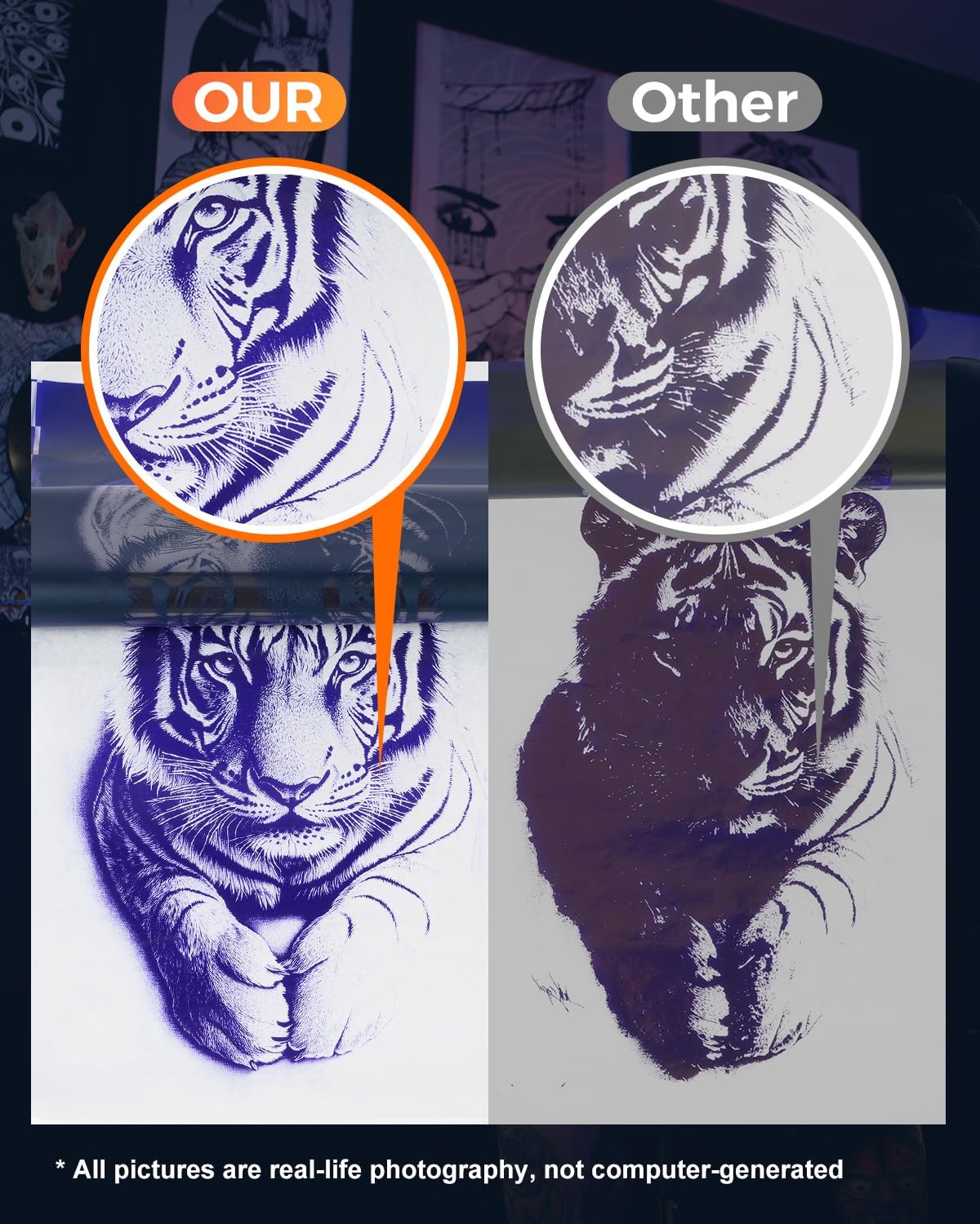 Phomemo Premium Tattoo Transfer Paper - 100 Sheets of Professional Stencil Paper for Tattooing, A4 Size Tattoo Thermal Transfer Paper for DIY Designs - Tattoo Kit for Tattoo Artist (100PCS)