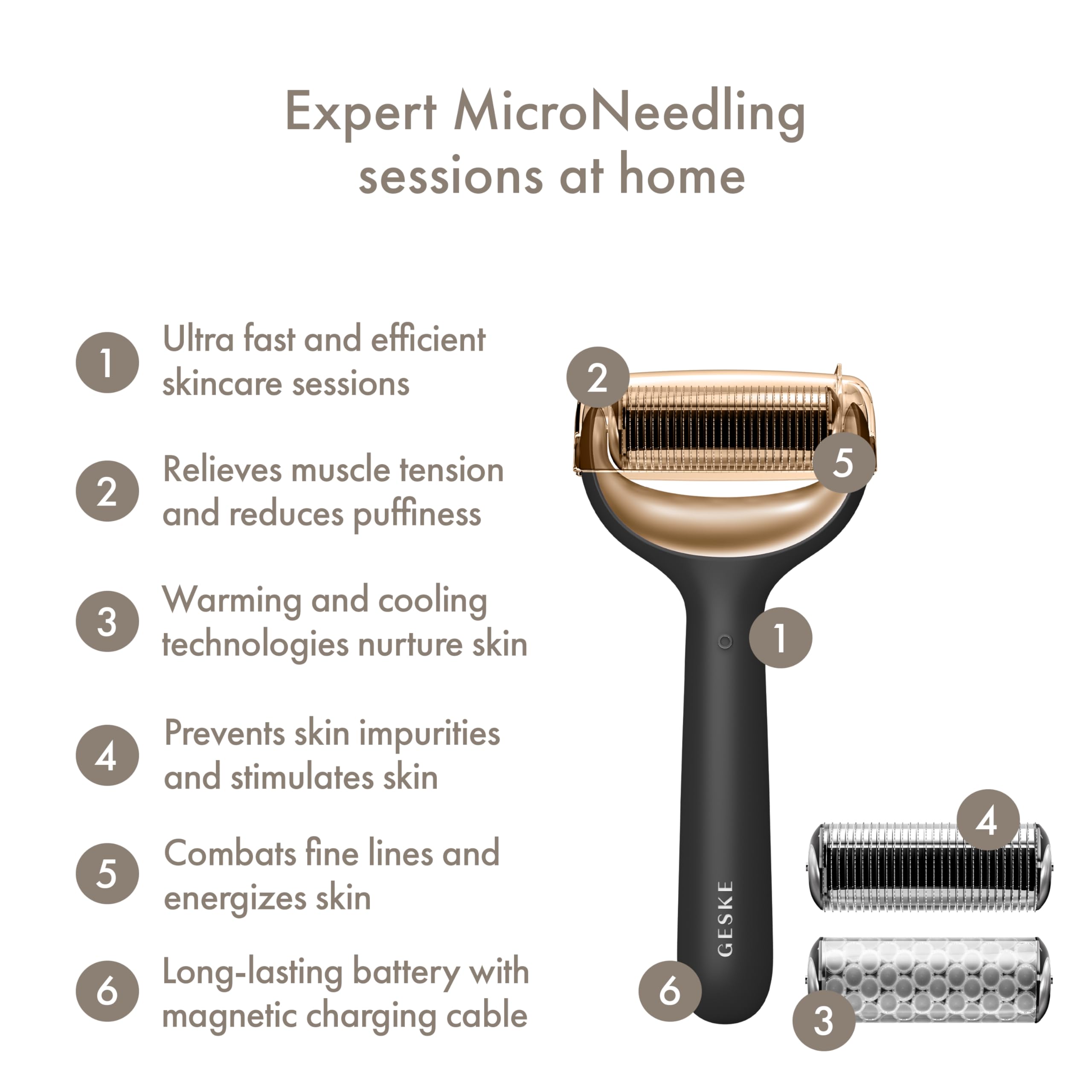 GESKE SmartAppGuided™ MicroNeedle Face & Body Roller, Gray - Image 2