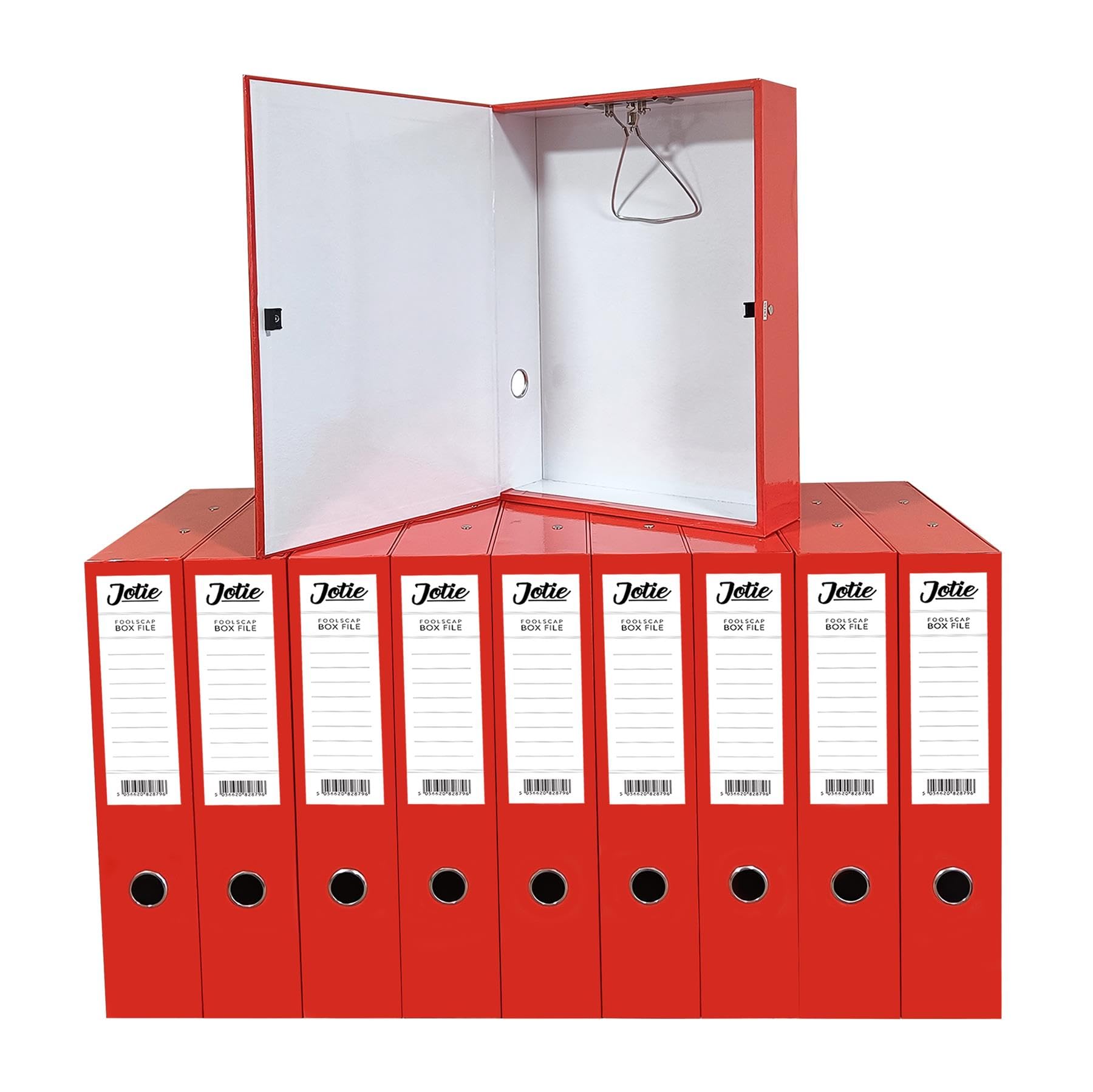 Box File with Lockspring Ring Pull & Catch Glossy Finish 75mm Spine Ideal Document Organiser for Office School Paperwork Storage Foolscap Box Files Pack of 10 (Red Orange)
