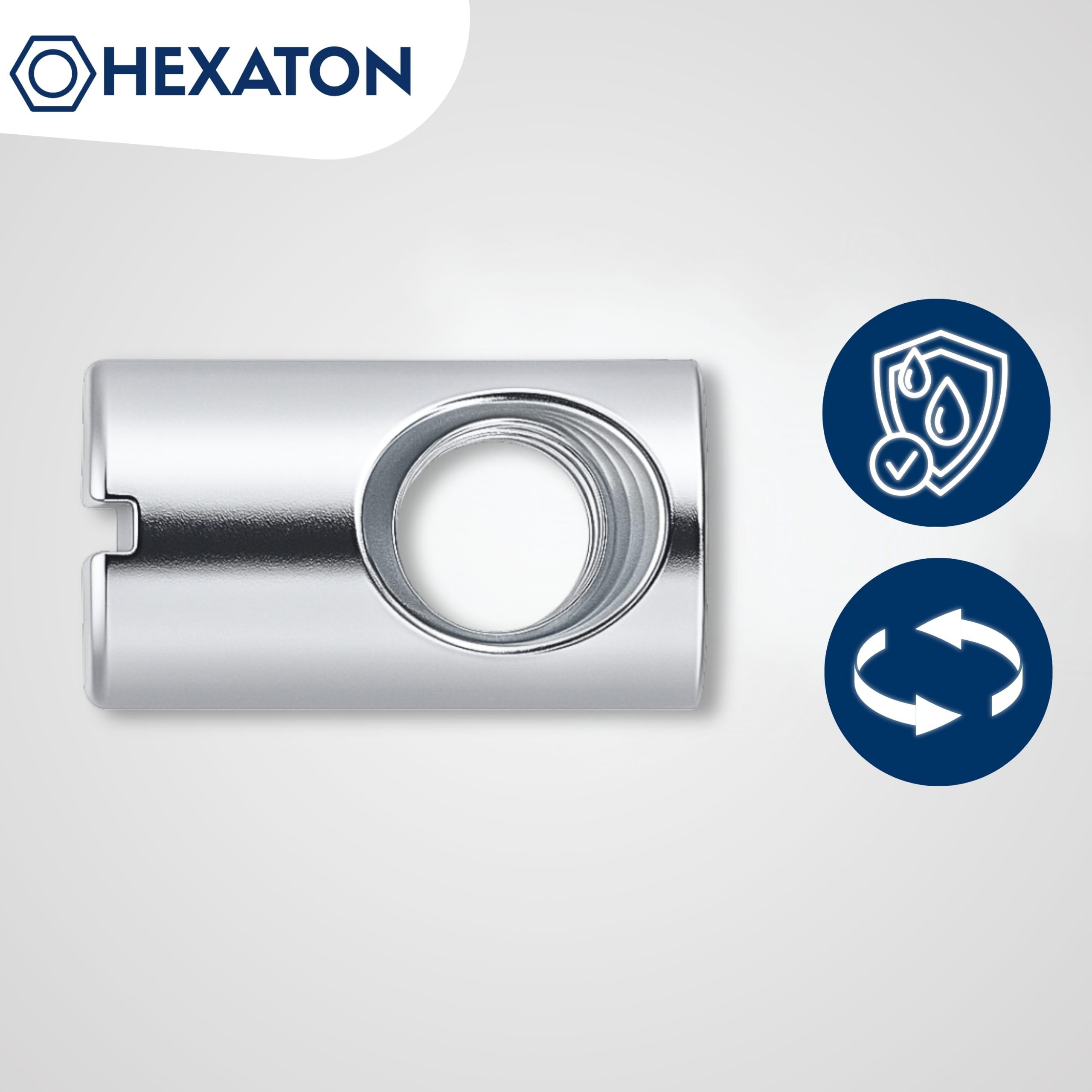 HEXATON Tuercas Pernos de Barril Tuercas Cilíndricas Asimétrica M6 x 10 x 13 mm - 50 Piezas - Acero cincado