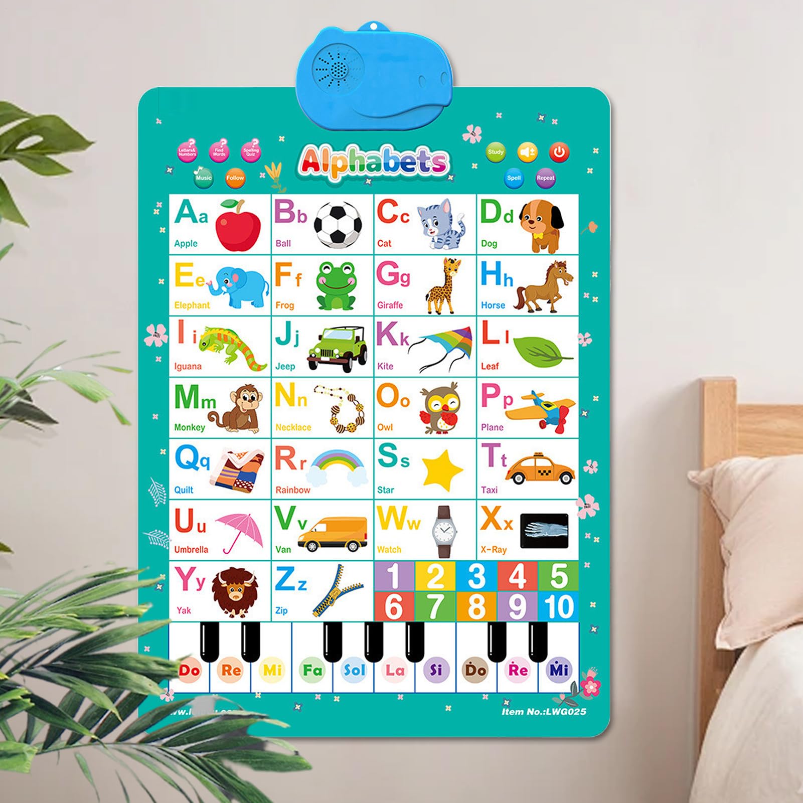Elektronisches Alphabet-Wandtafel, interaktives Lieder, Klavierspiel, Zahlen, Tier, Wortschatz, Kinder, Lernposter, für Kinder im Alter von 1–6 Jahren, , Mädchen, Kindergarten, Schule